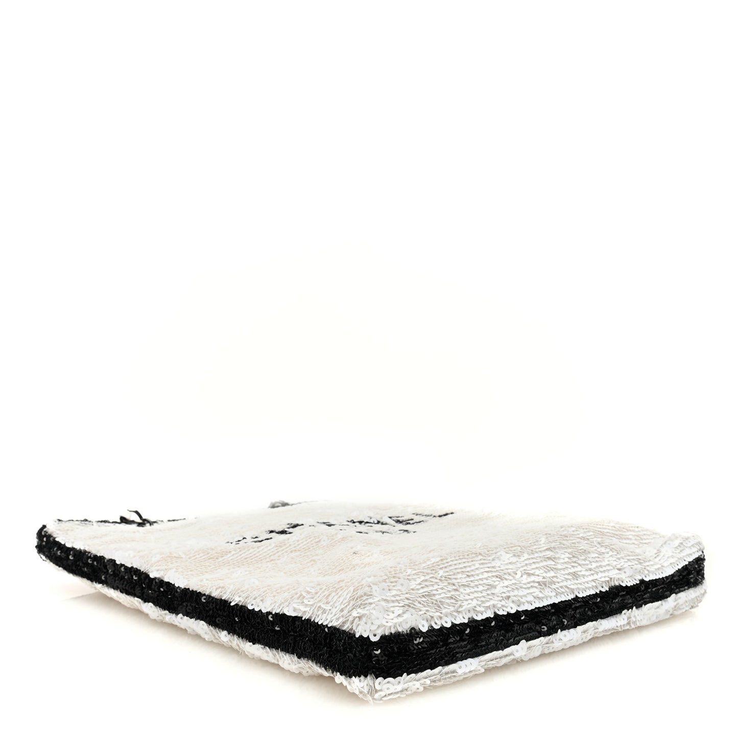 Sequin Logo Shopping Tote White Black