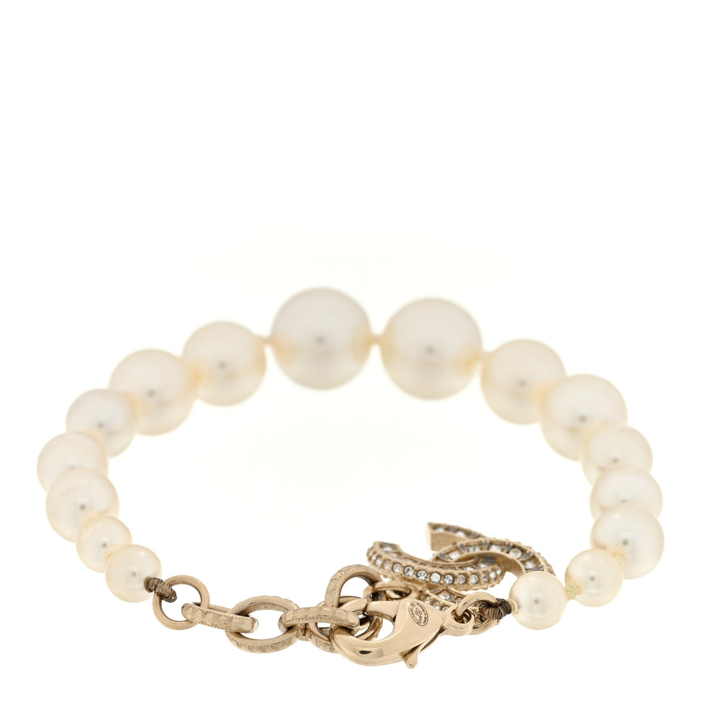 Pearl Crystal CC Bracelet Gold