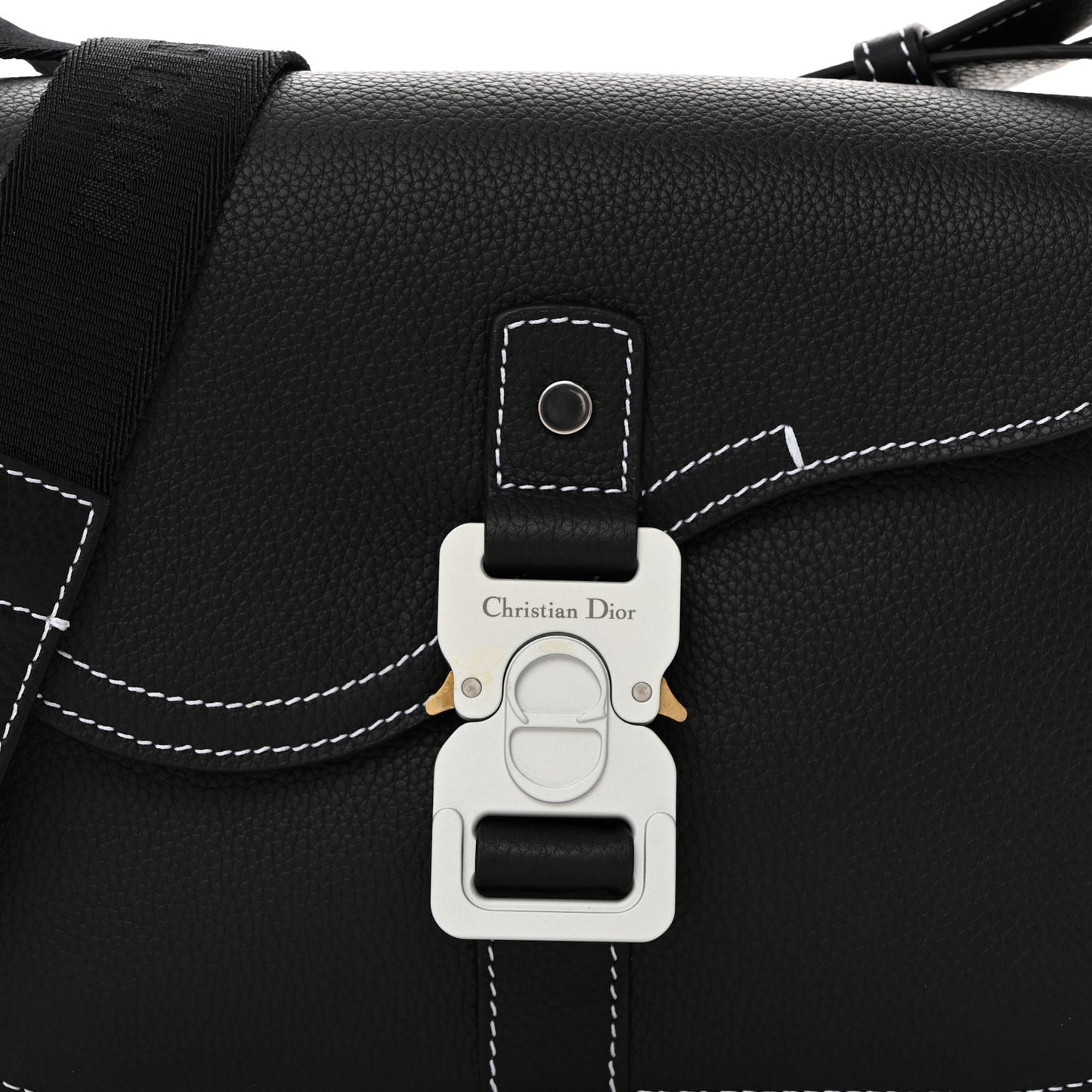 Grained Calfskin Small Saddle Messenger Bag Black