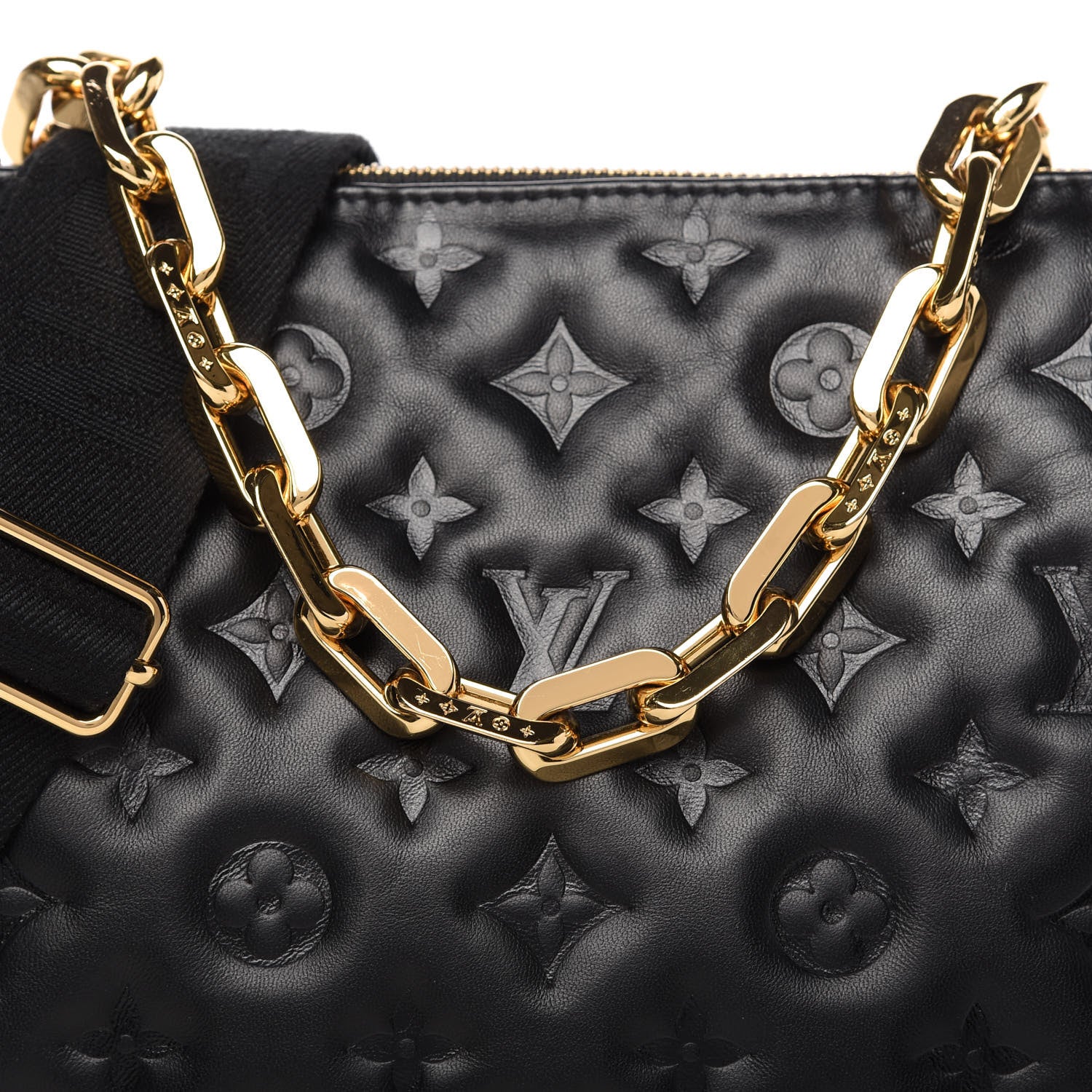 Louis Vuitton Lambskin Embossed Monogram Coussin PM Black 9 of 9