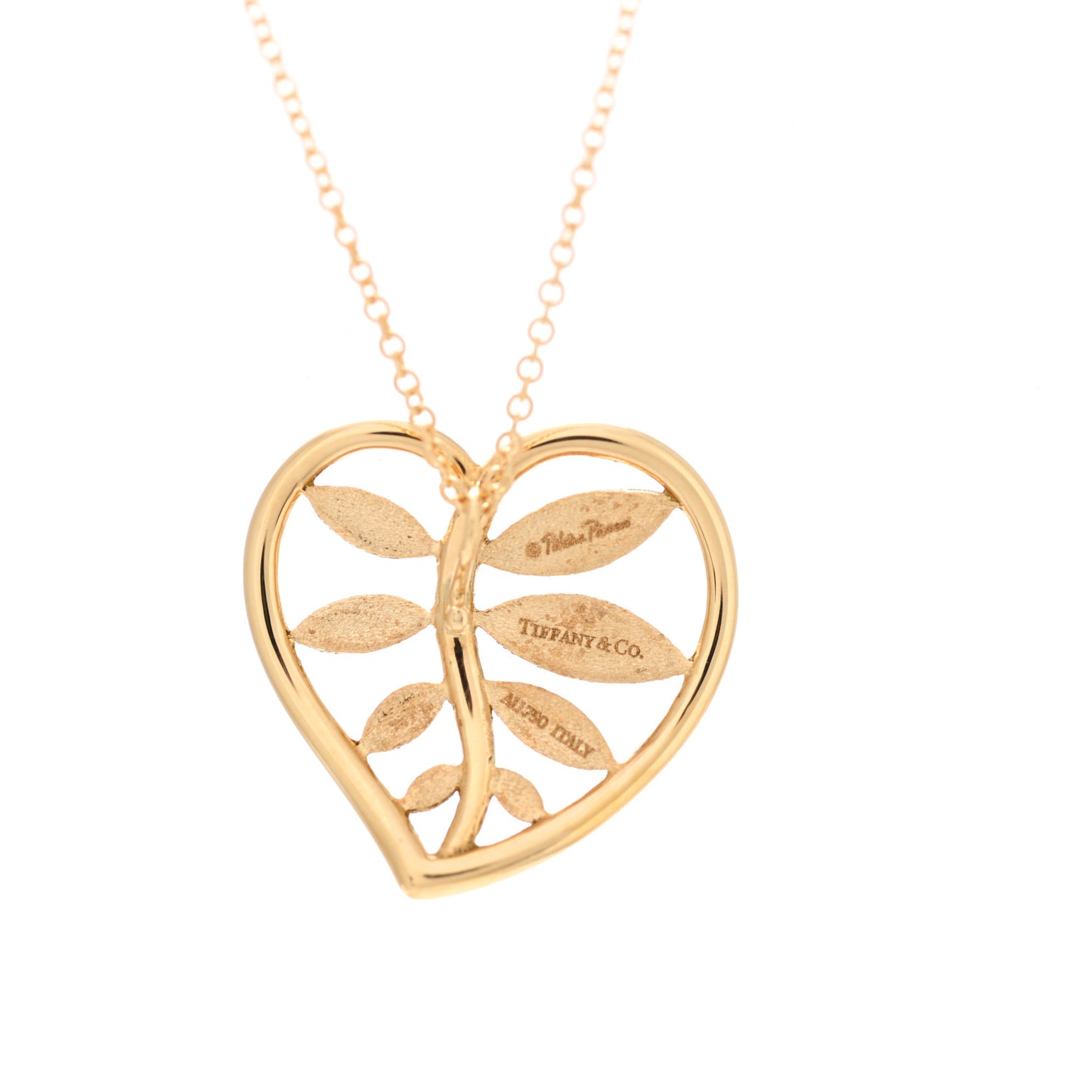 18K Yellow Gold Paloma Picasso Villa Paloma Heart Palm Pendant Necklace