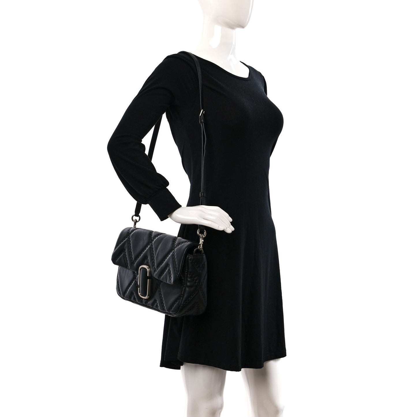 Lambskin Quilted J Marc Large Shoulder Bag Black