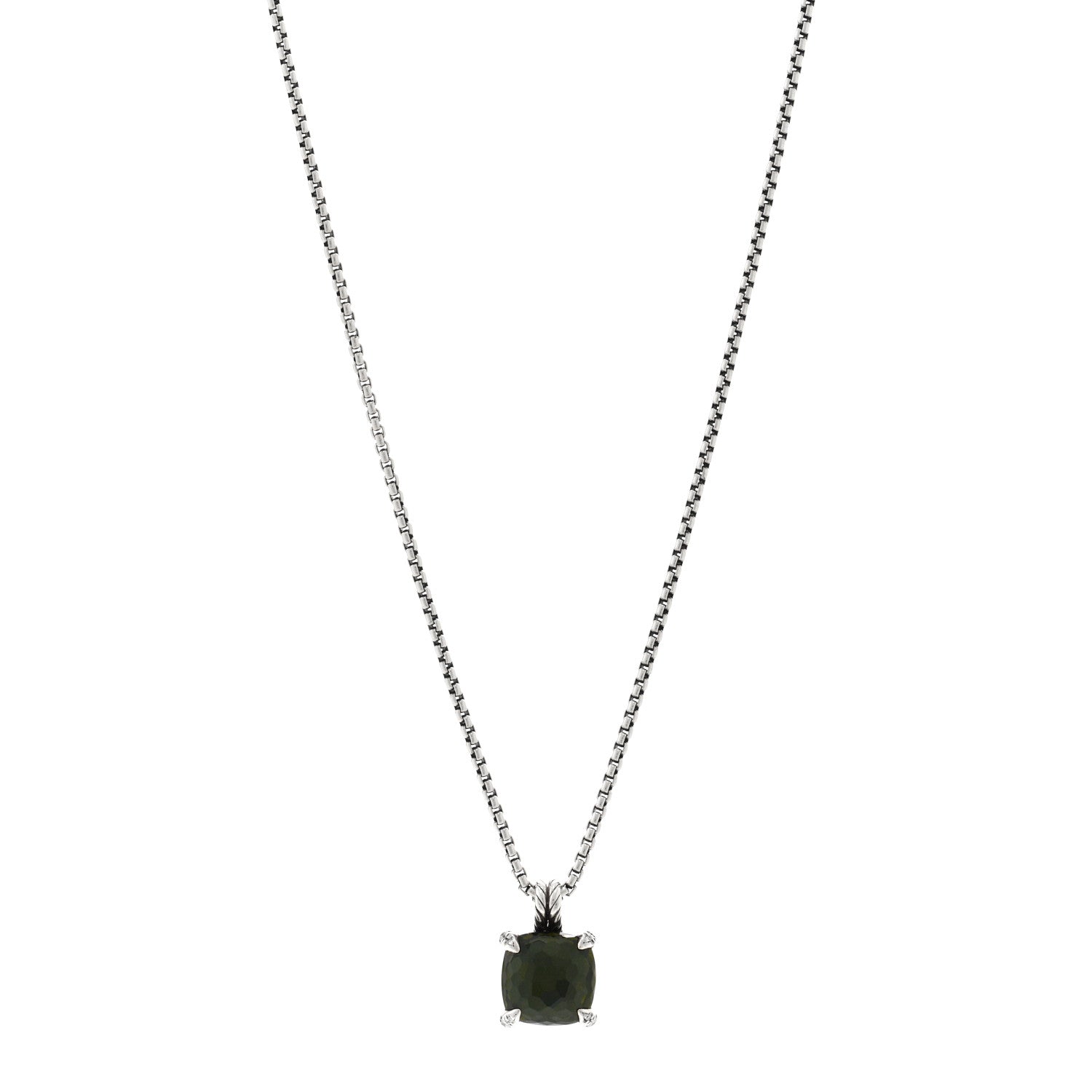 David Yurman Sterling Silver Diamond Hematine 11mm Chatelaine Pendant Necklace 1 of 5