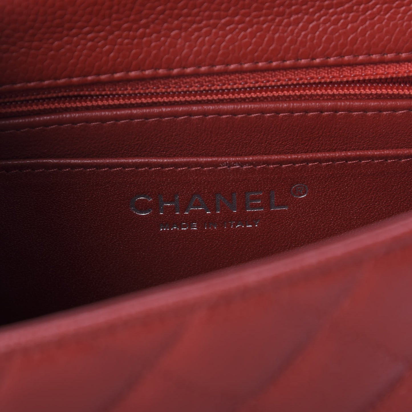 Caviar Quilted Mini Square Flap Red