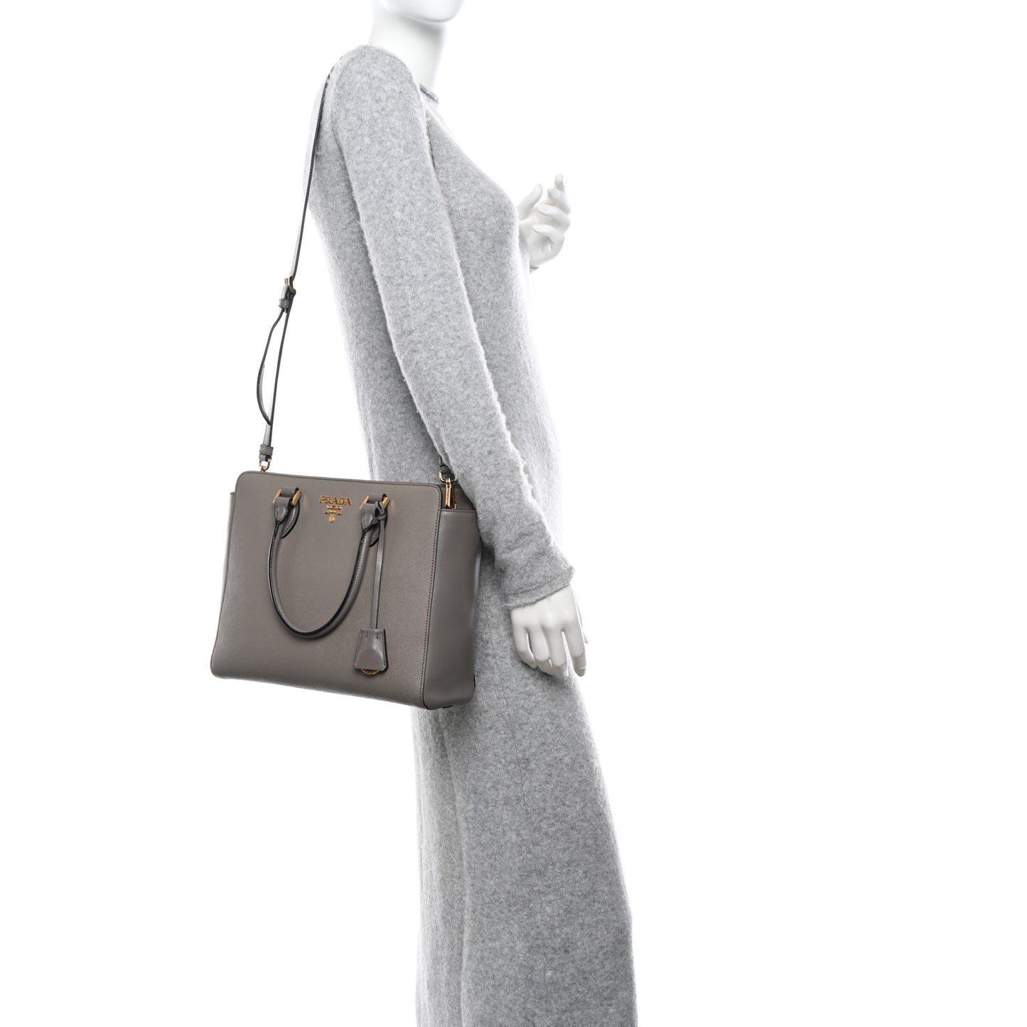 Saffiano Soft Calfskin Zippered Tote Marmo