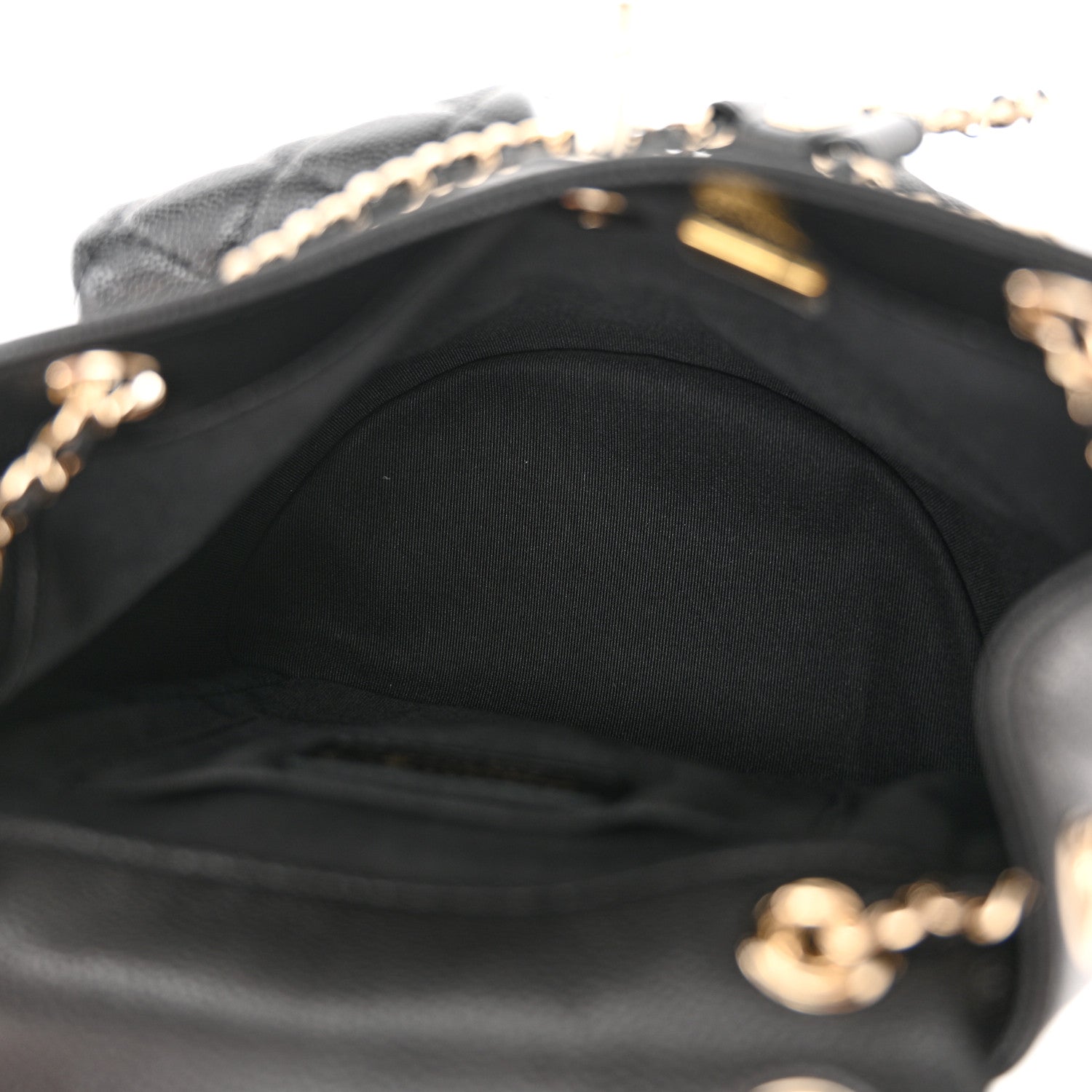 Chanel Shiny Caviar Quilted Medium Duma Pockets Drawstring Backpack Black 5 of 10