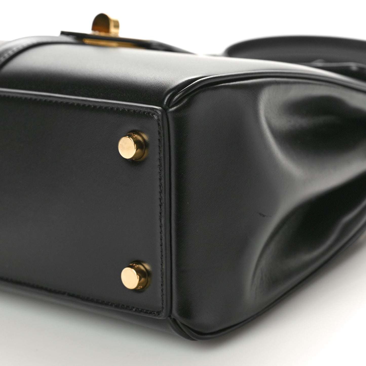 Satinated Calfskin Small 16 Top Handle Bag Black