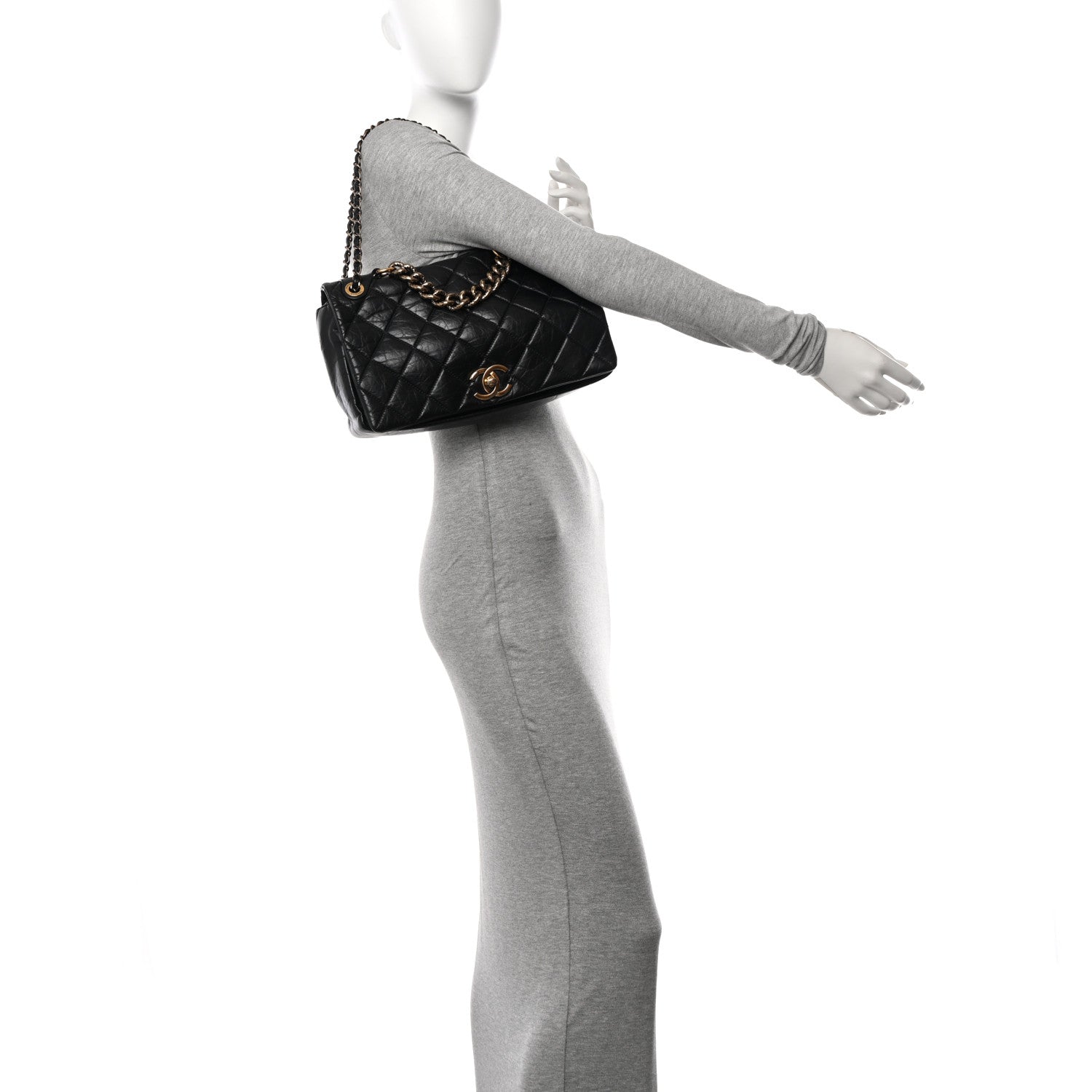 Chanel Aged Calfskin Quilted Small Pondichery Flap Black 3 of 10
