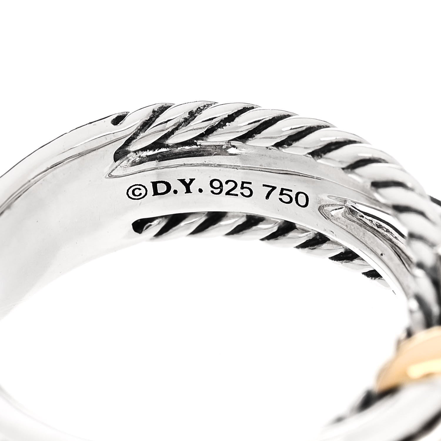 David Yurman Sterling Silver 18K Yellow Gold 6mm X Crossover Ring 49 5 4 of 6