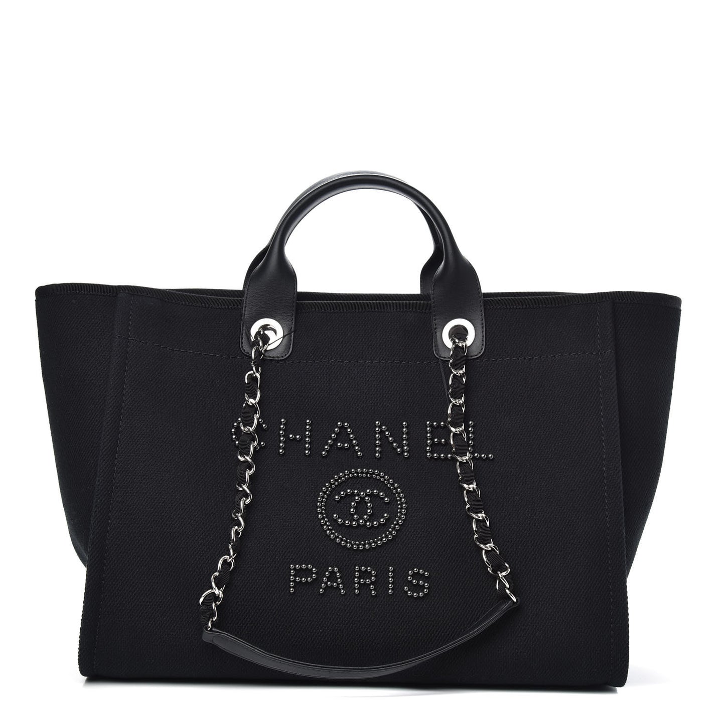 Canvas Pearl Medium Deauville Tote Black