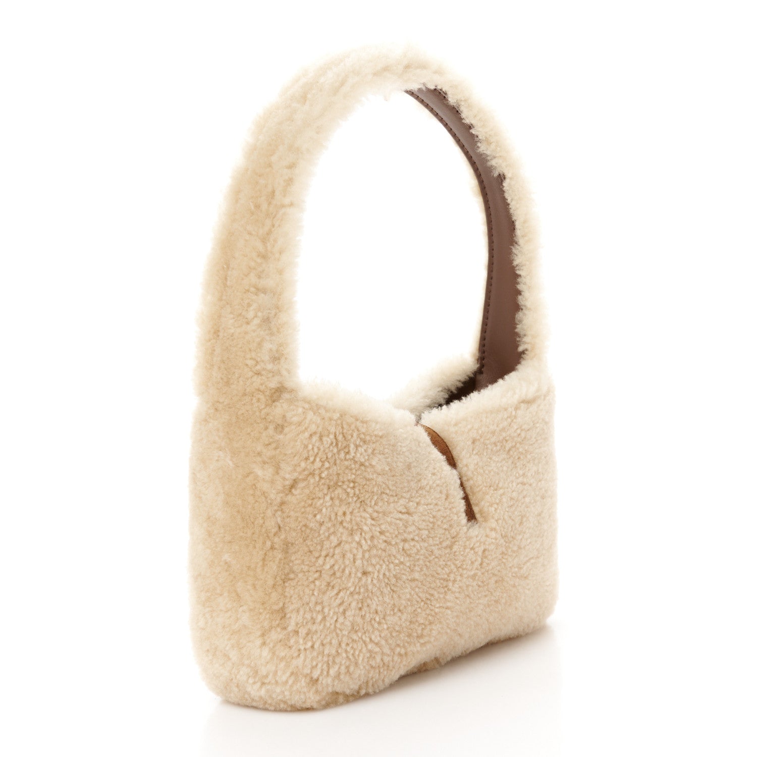 Saint Laurent Shearling Le 5 A 7 Mini Hobo Natural Beige 3 of 12