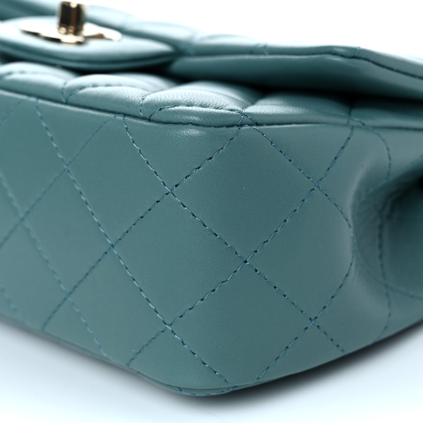 Lambskin Quilted Mini Rectangular Flap Green