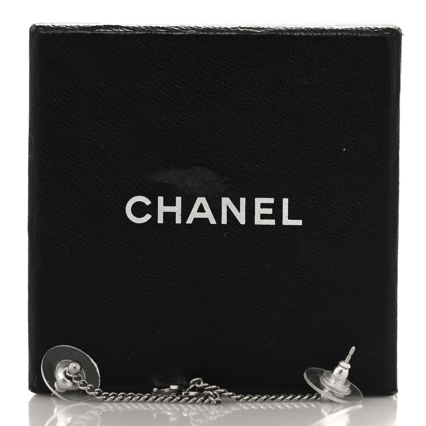 Metal CC Chain Drop Earrings Silver