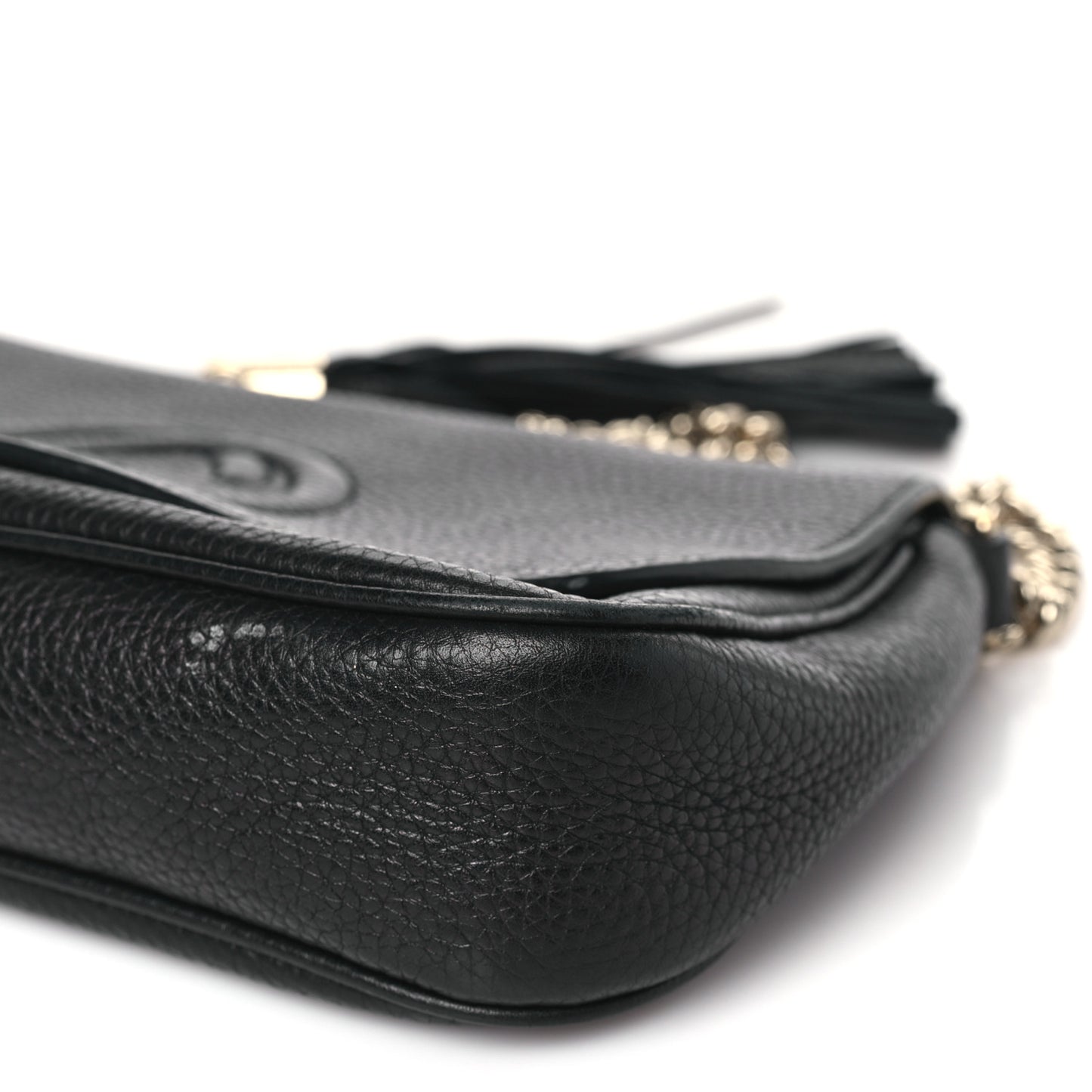 Pebbled Calfskin Medium Soho Flap Crossbody Black