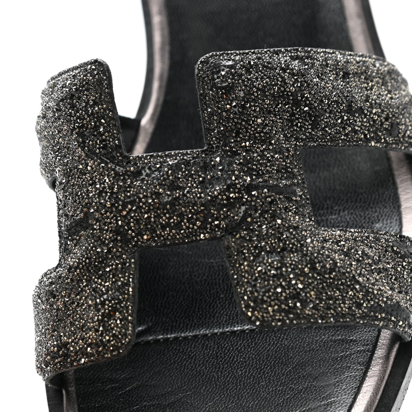 Goatskin Crystal Oran Sandals 35 Black