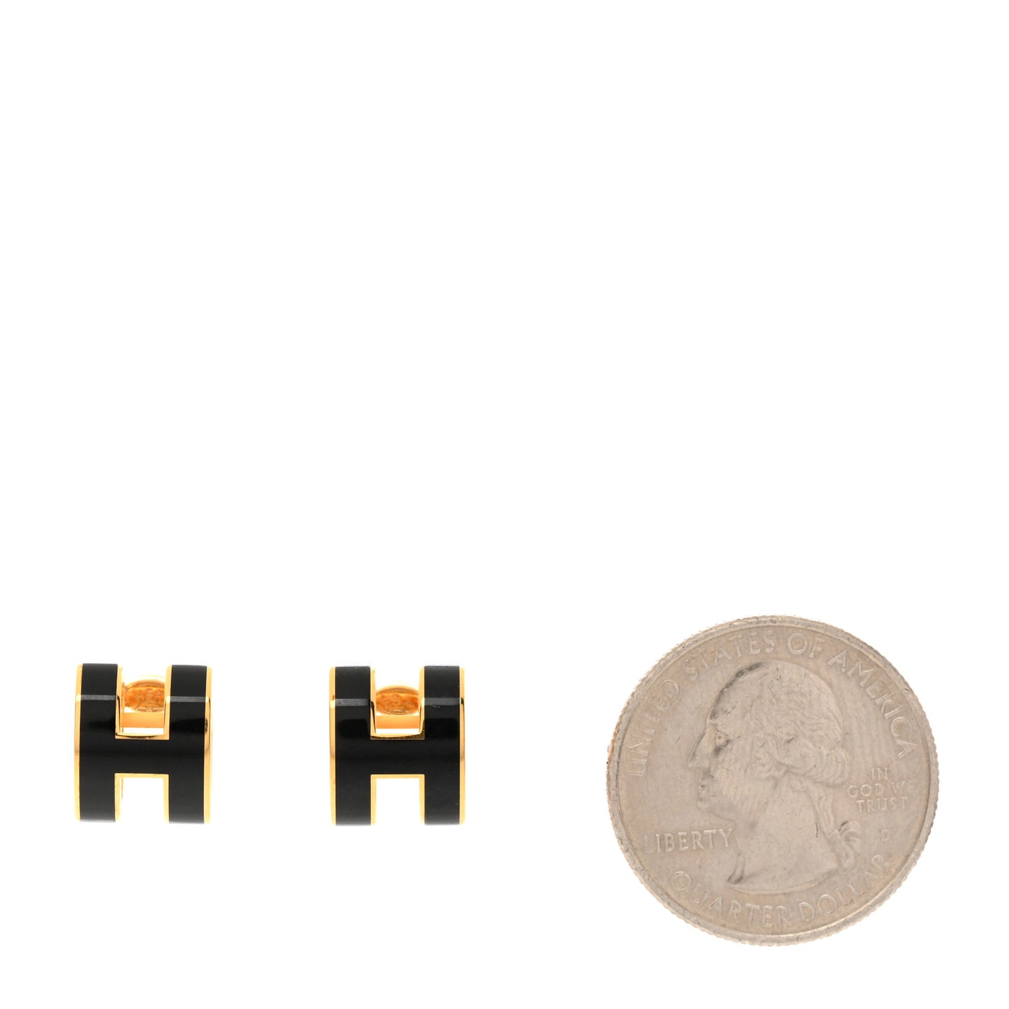 Gold Lacquered Pop H Earrings Black