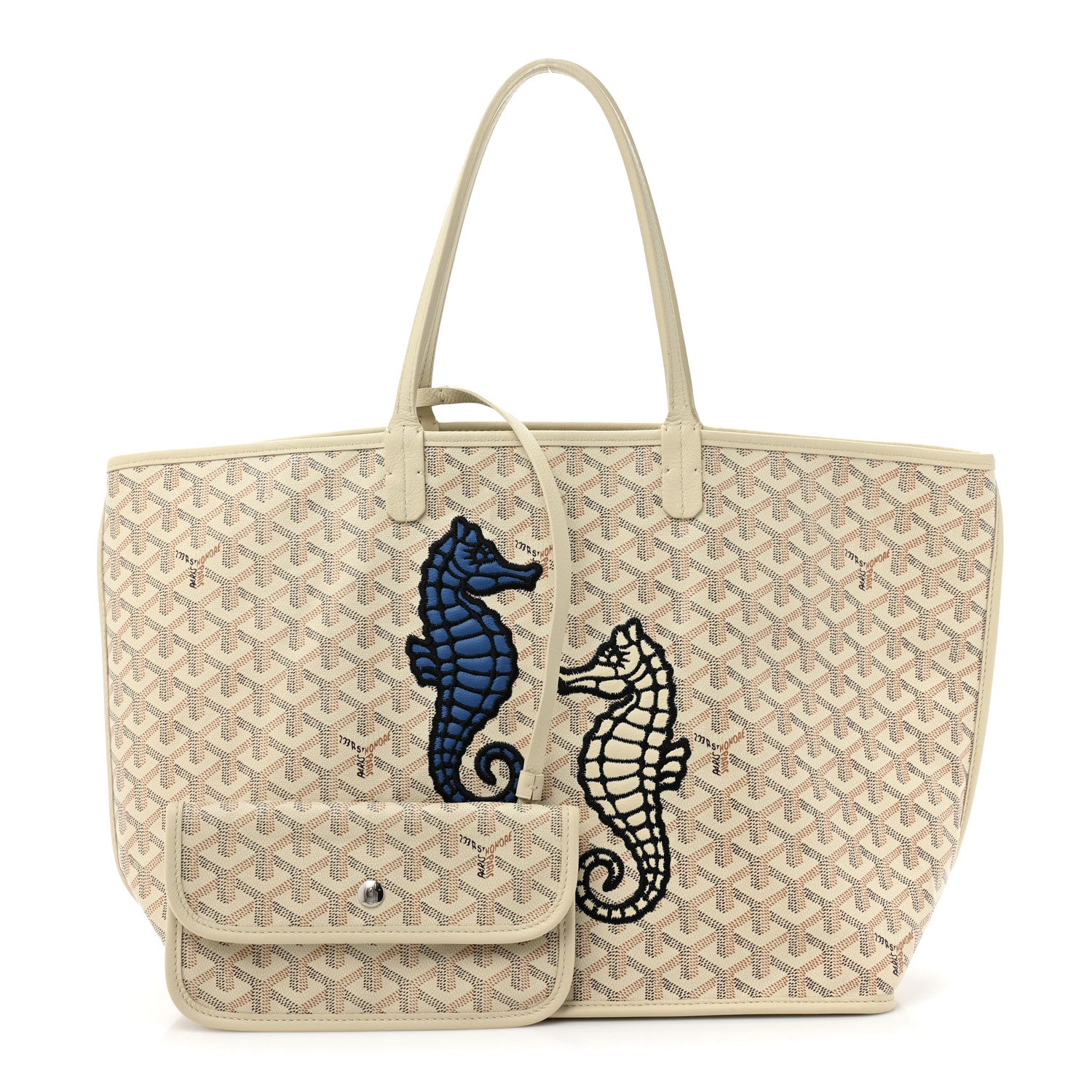 Goyard Goyardine Embroidered Seahorse Reversible Anjou PM Sand 3 of 14