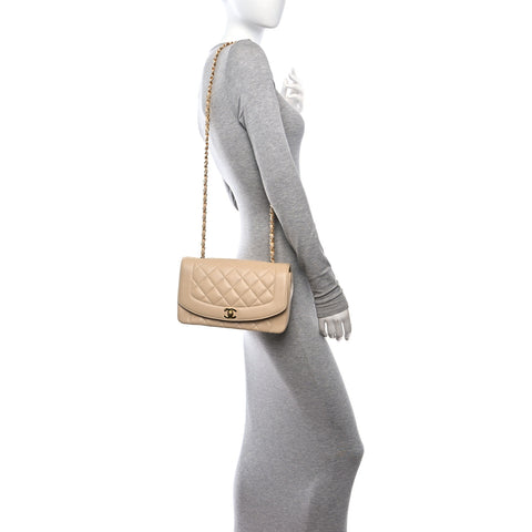 Lambskin Quilted Medium Single Flap Beige