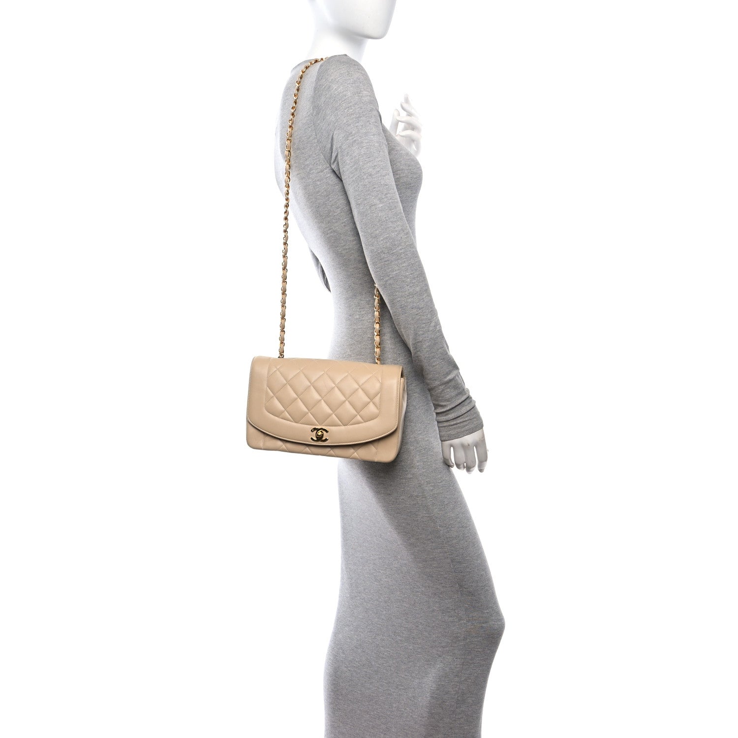 Chanel Lambskin Quilted Medium Single Flap Beige 2 of 12