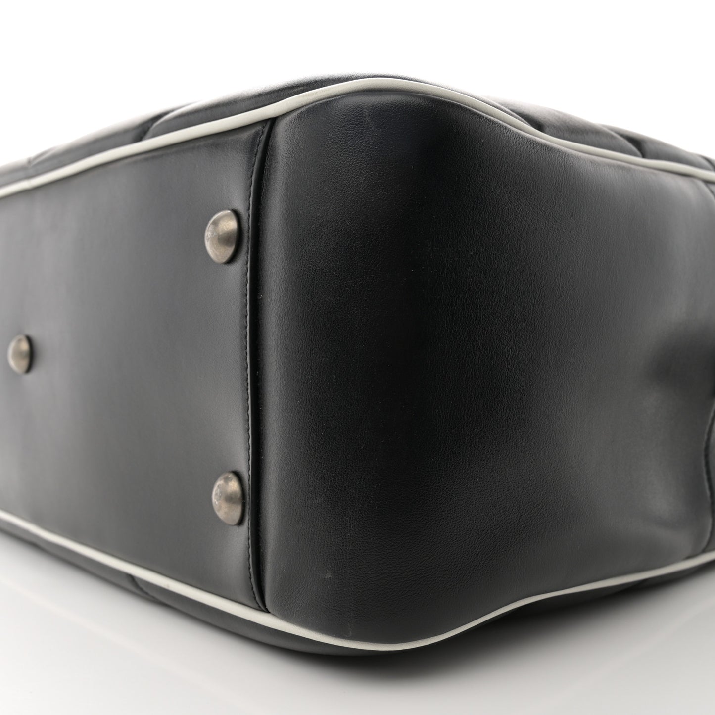 Calfskin Medium Miles Logo Bowler Duffel Bag Black