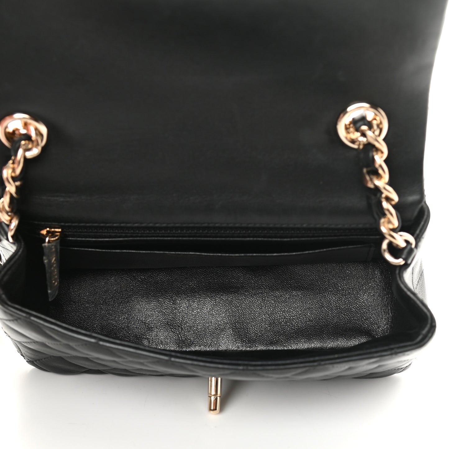 Lambskin Quilted Mini Coco Charms Rectangular Flap Black