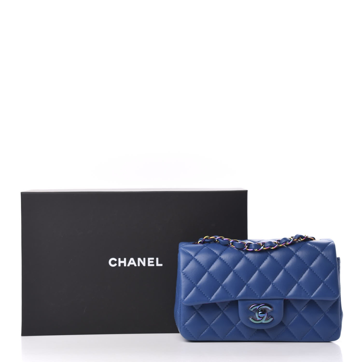 Chanel Lambskin Quilted Mini Rectangular Flap Blue Purple 10 of 10