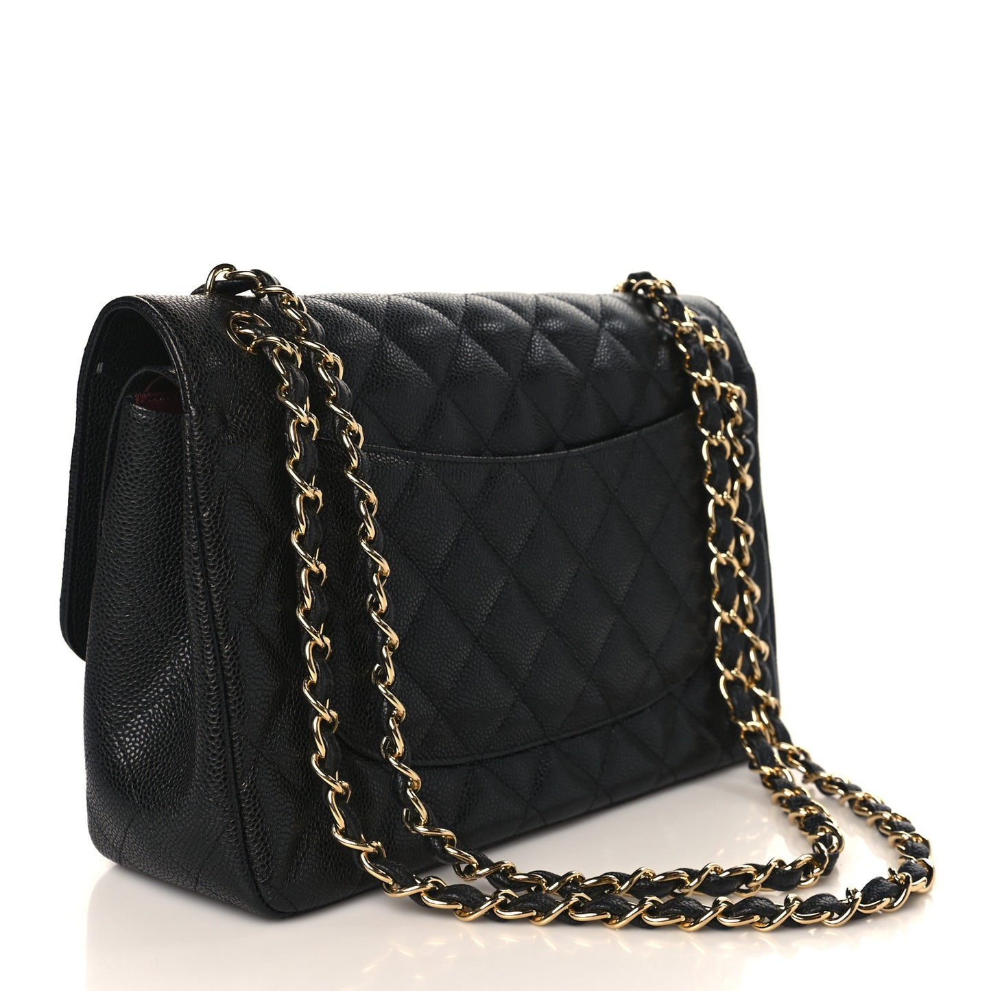 Caviar Quilted Jumbo Double Flap Black