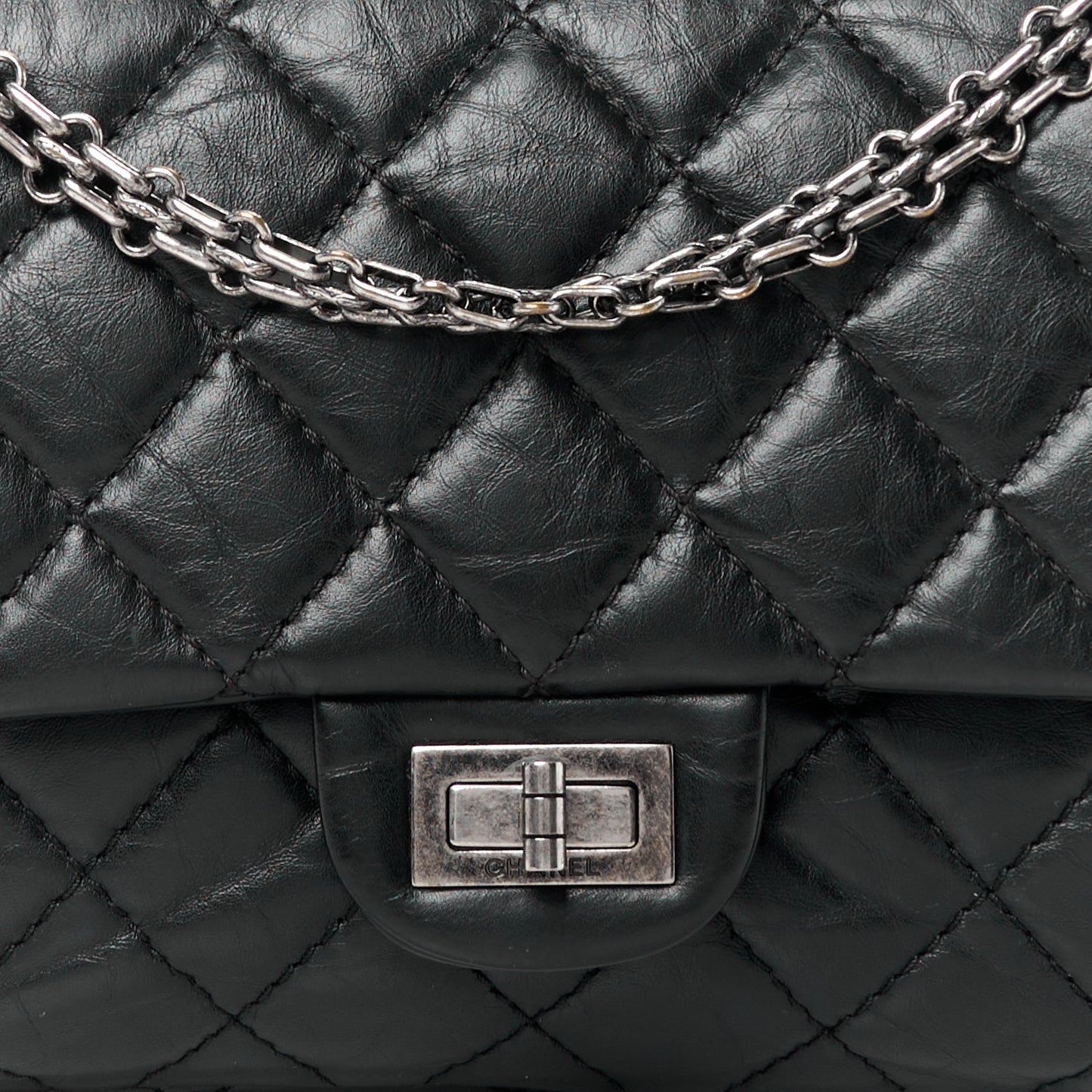 Aged Calfskin Quilted 2.55 Reissue 226 Flap Black