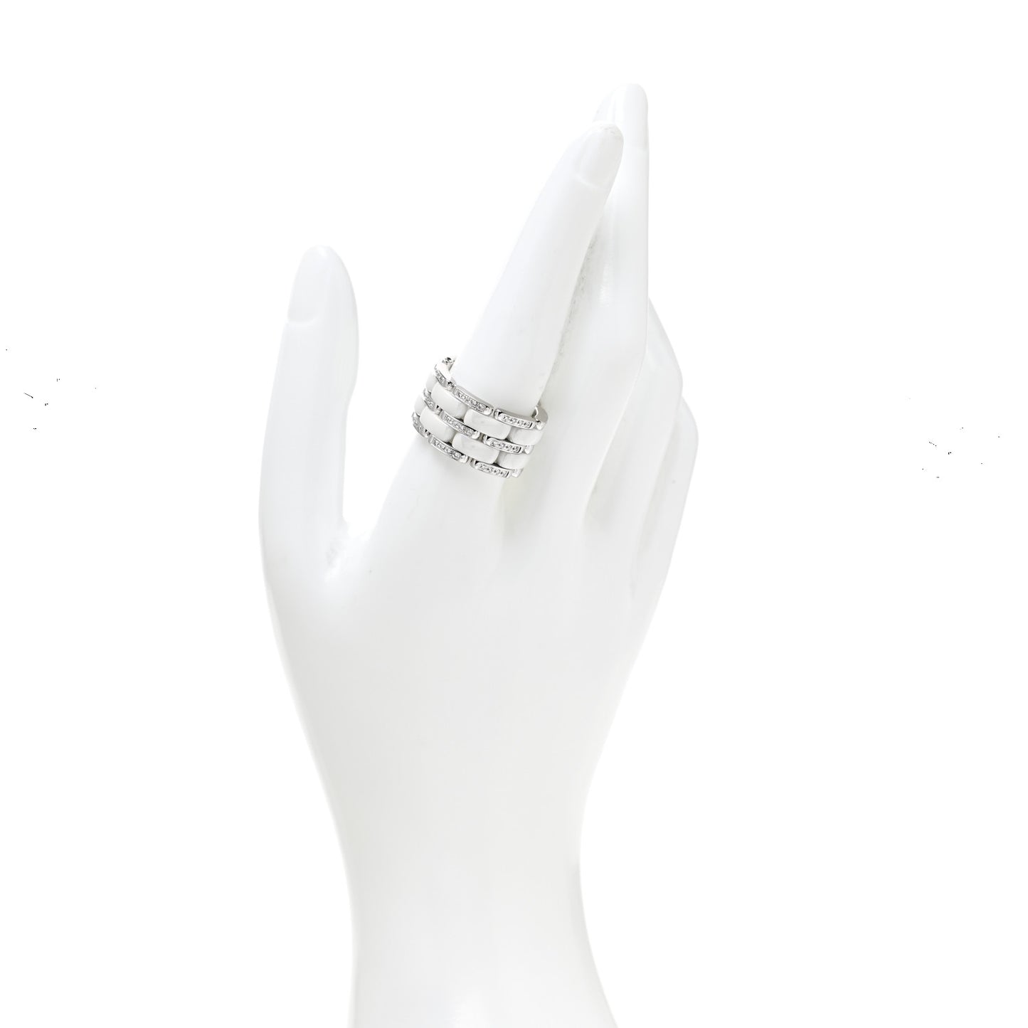 18K White Gold Ceramic Diamond Large Ultra Ring White 56 7.75