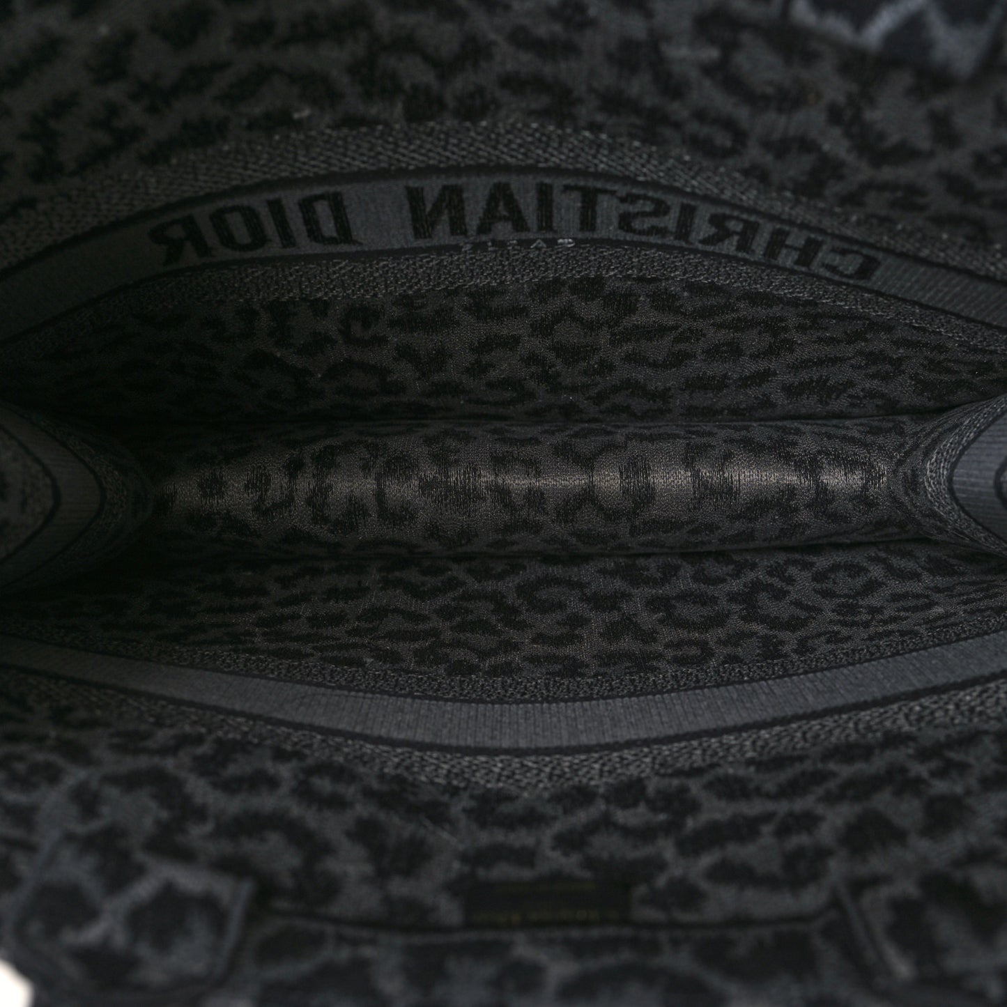 Canvas Mizza Embroidered Large Leopard Book Tote Grey