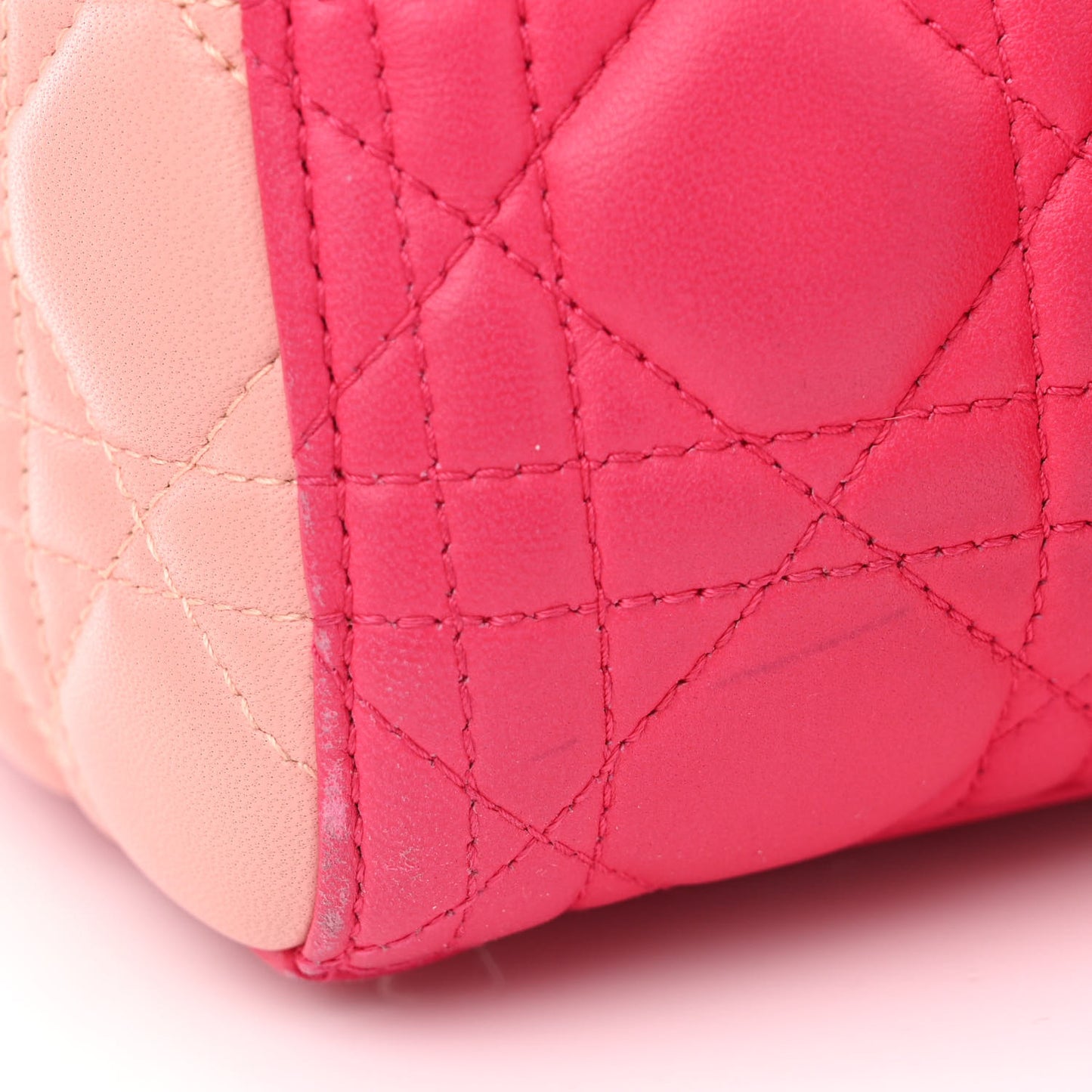 Lambskin Cannage Tri-Color Medium Lady Dior Orange Riviera Fuchsia Cosmopolitan Lipstick Natural