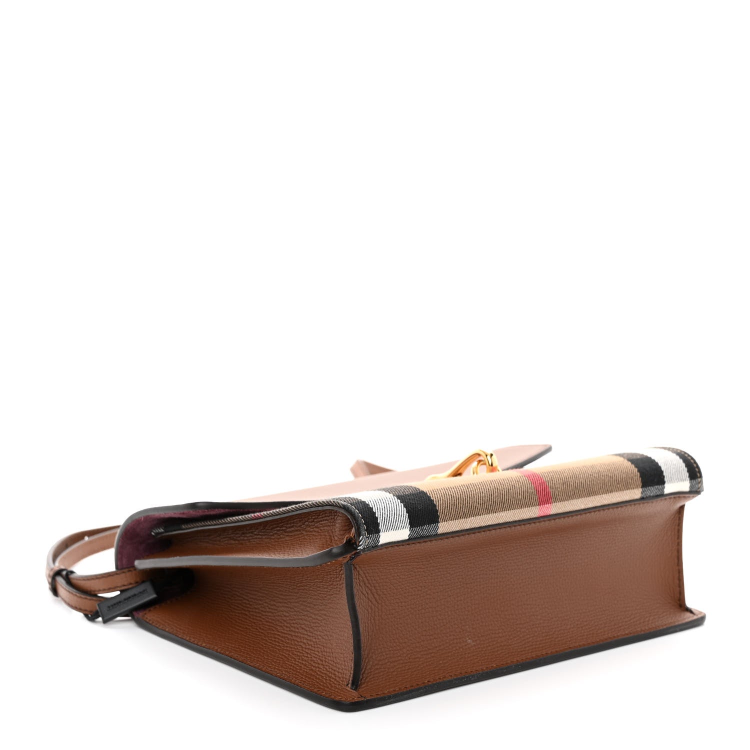 Burberry Derby Calfskin House Check Small Macken Crossbody Bag Tan 4 of 9