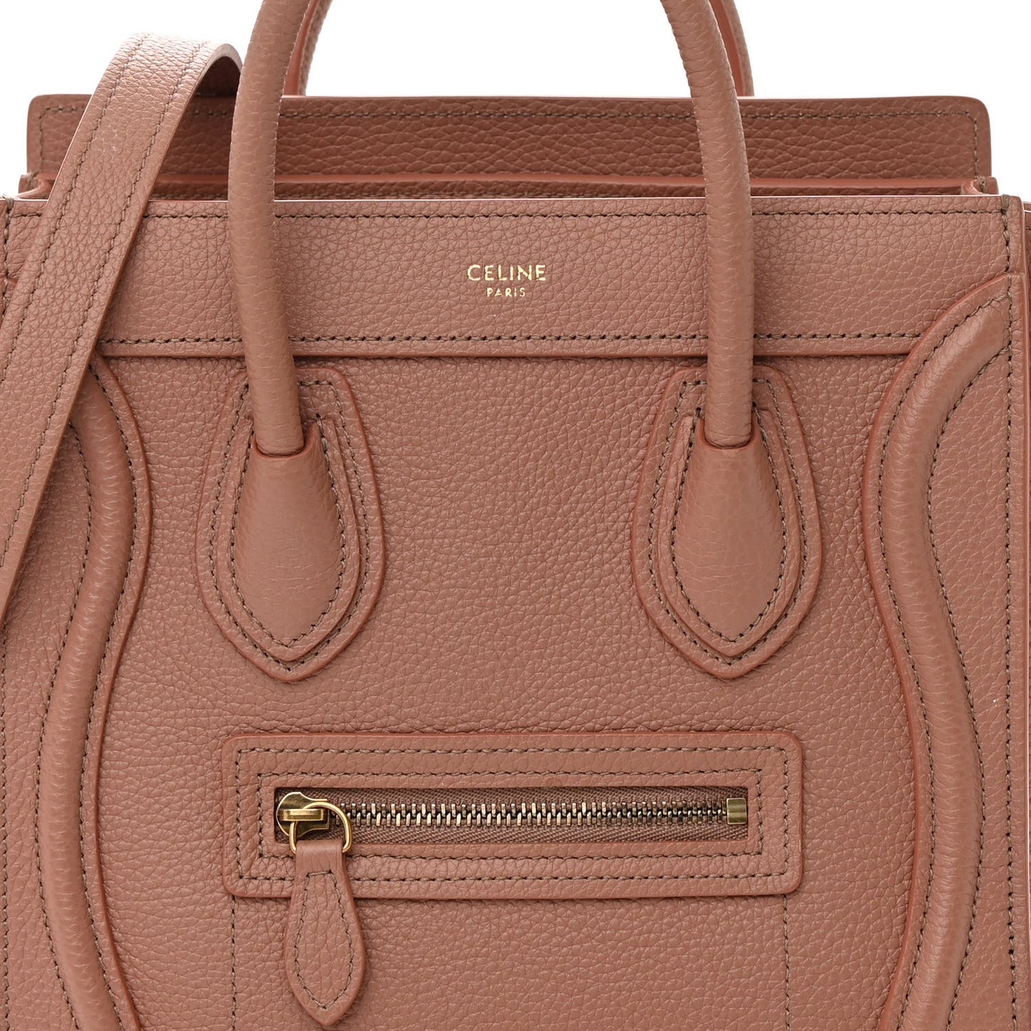 Drummed Calfskin Nano Luggage Antique Rose