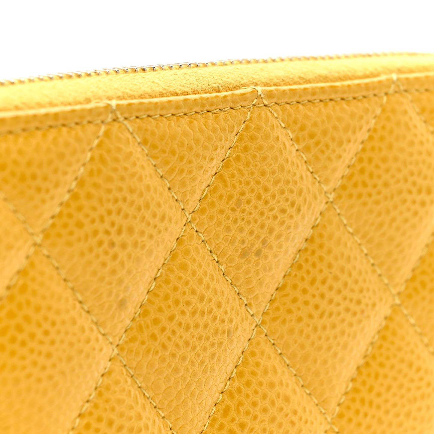 Caviar Quilted Medium Zip Around Wallet Yellow