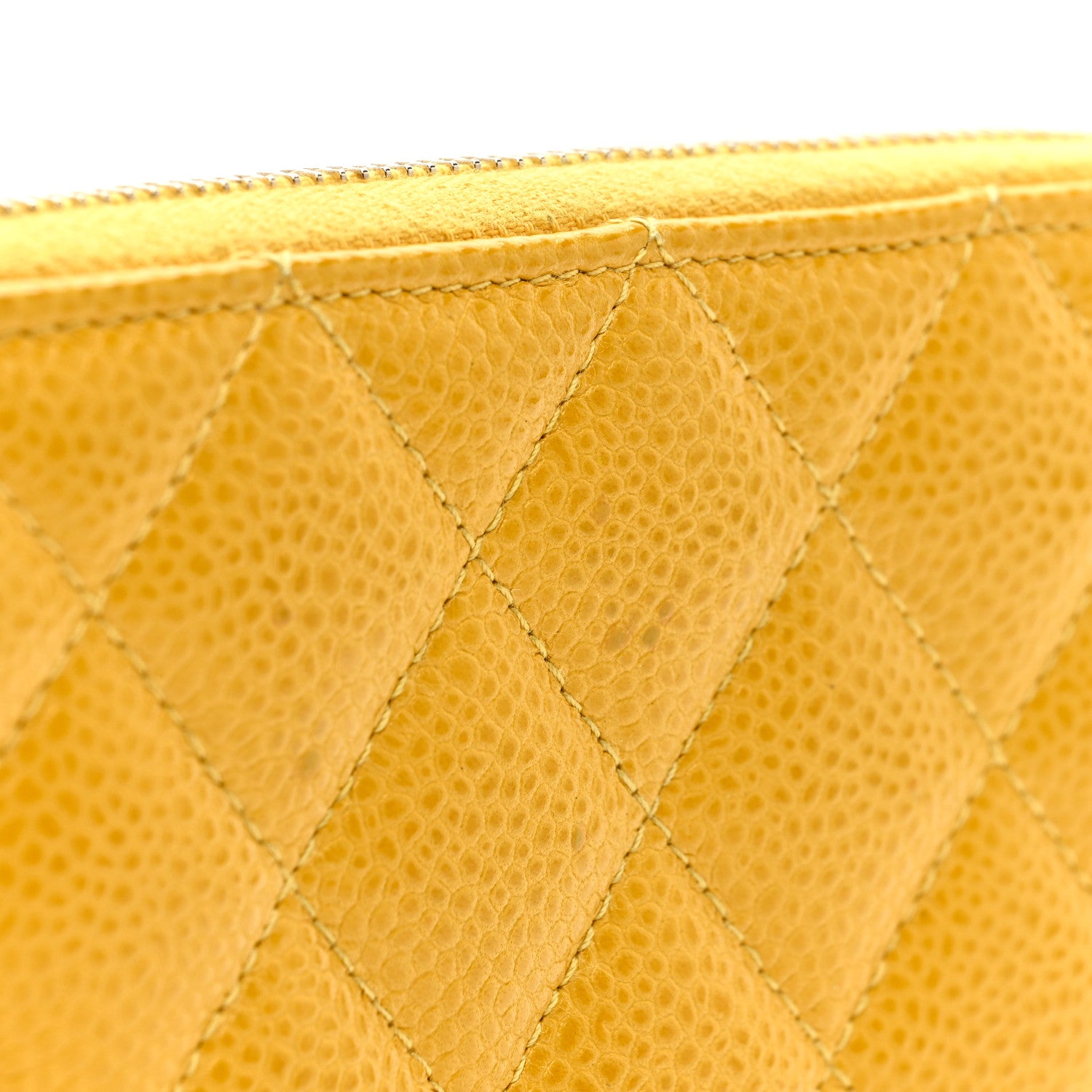 Chanel Caviar Quilted Medium Zip Around Wallet Yellow 10 of 10