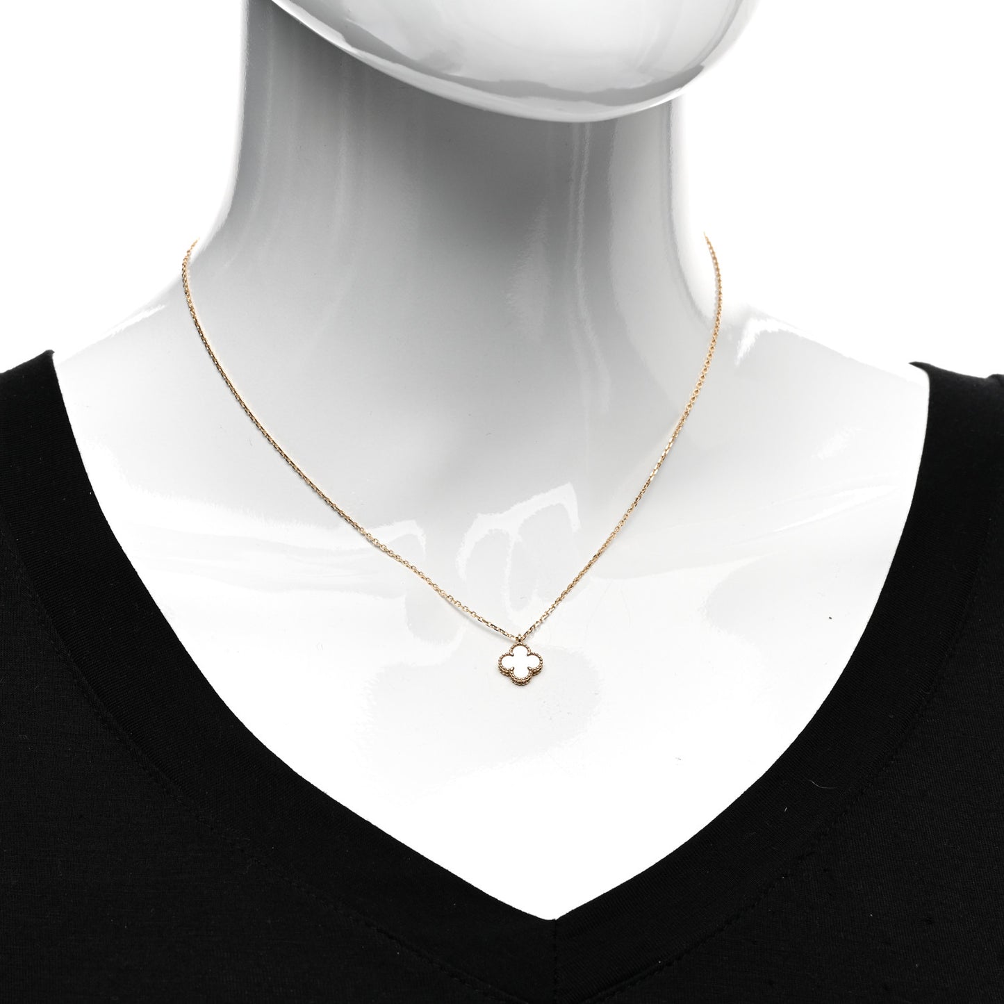 18K Yellow Gold Mother of Pearl Sweet Alhambra Pendant Necklace