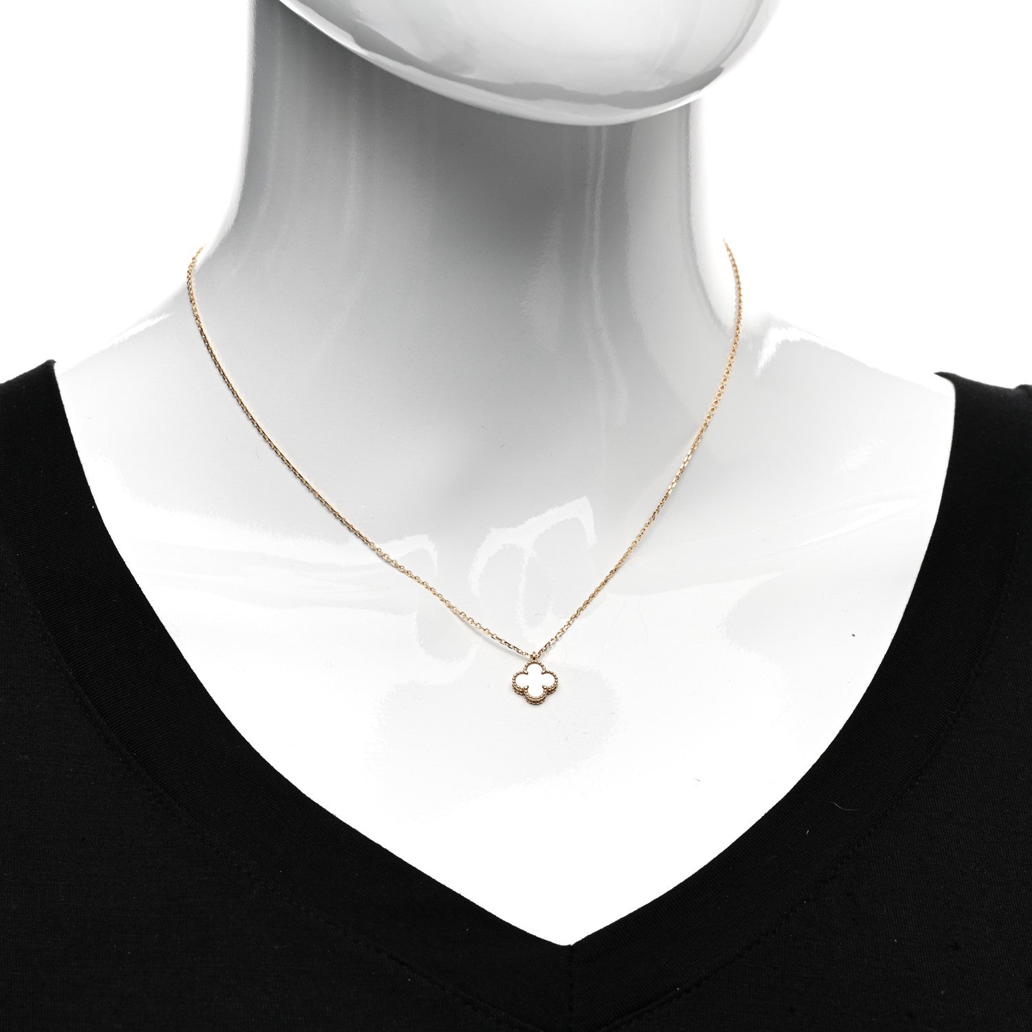Van Cleef & Arpels 18K Yellow Gold Mother of Pearl Sweet Alhambra Pendant Necklace 2 of 5