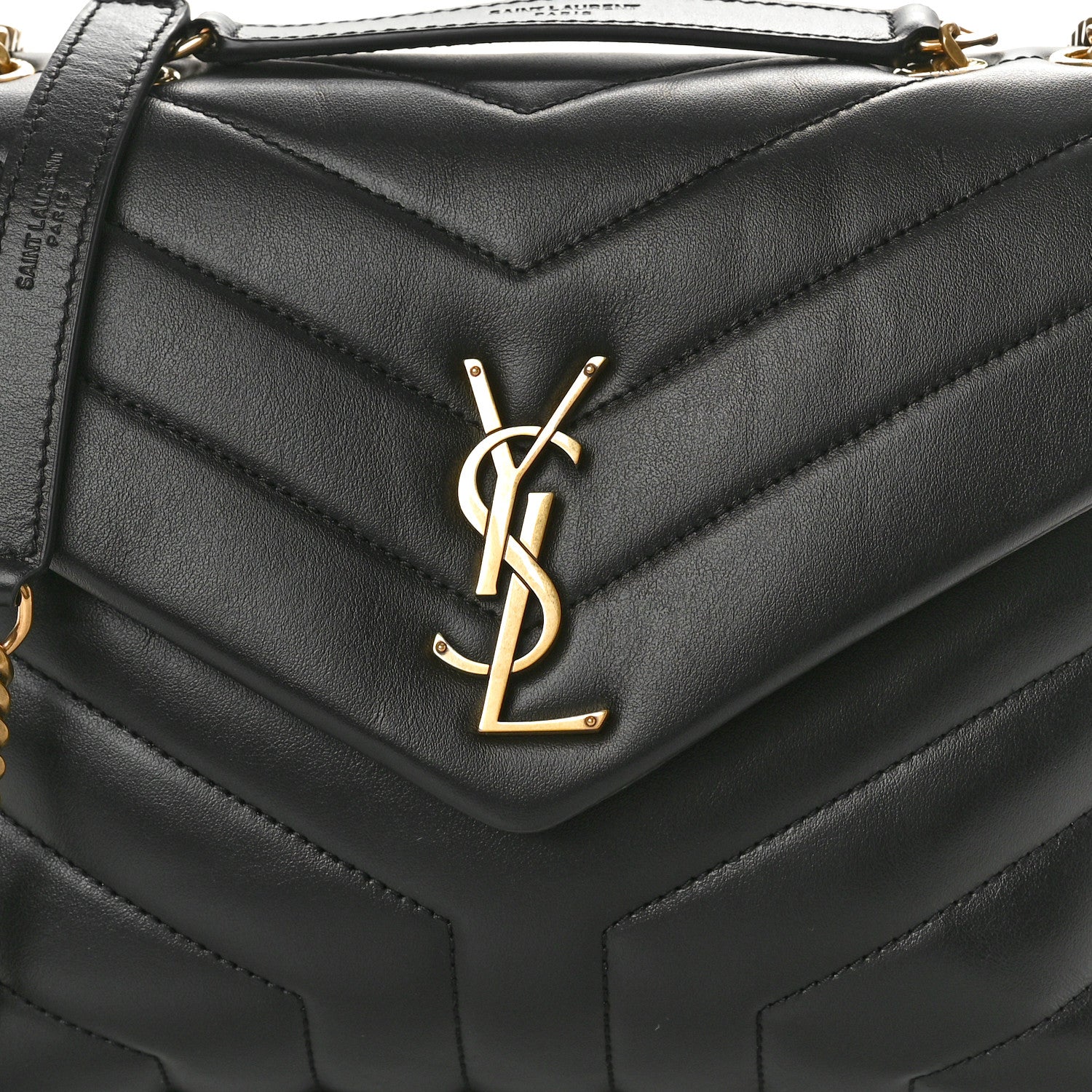 Saint Laurent Calfskin Y Quilted Monogram Small Loulou Chain Satchel Black 8 of 10
