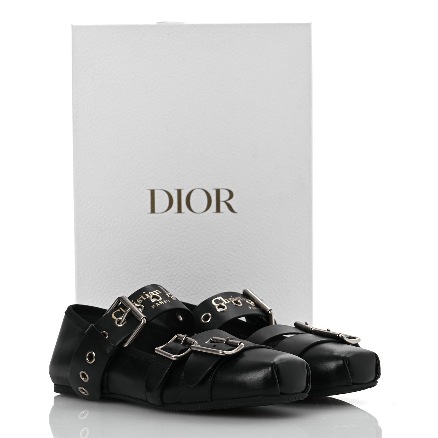 Calfskin Punk Ballet Flats 36 Black