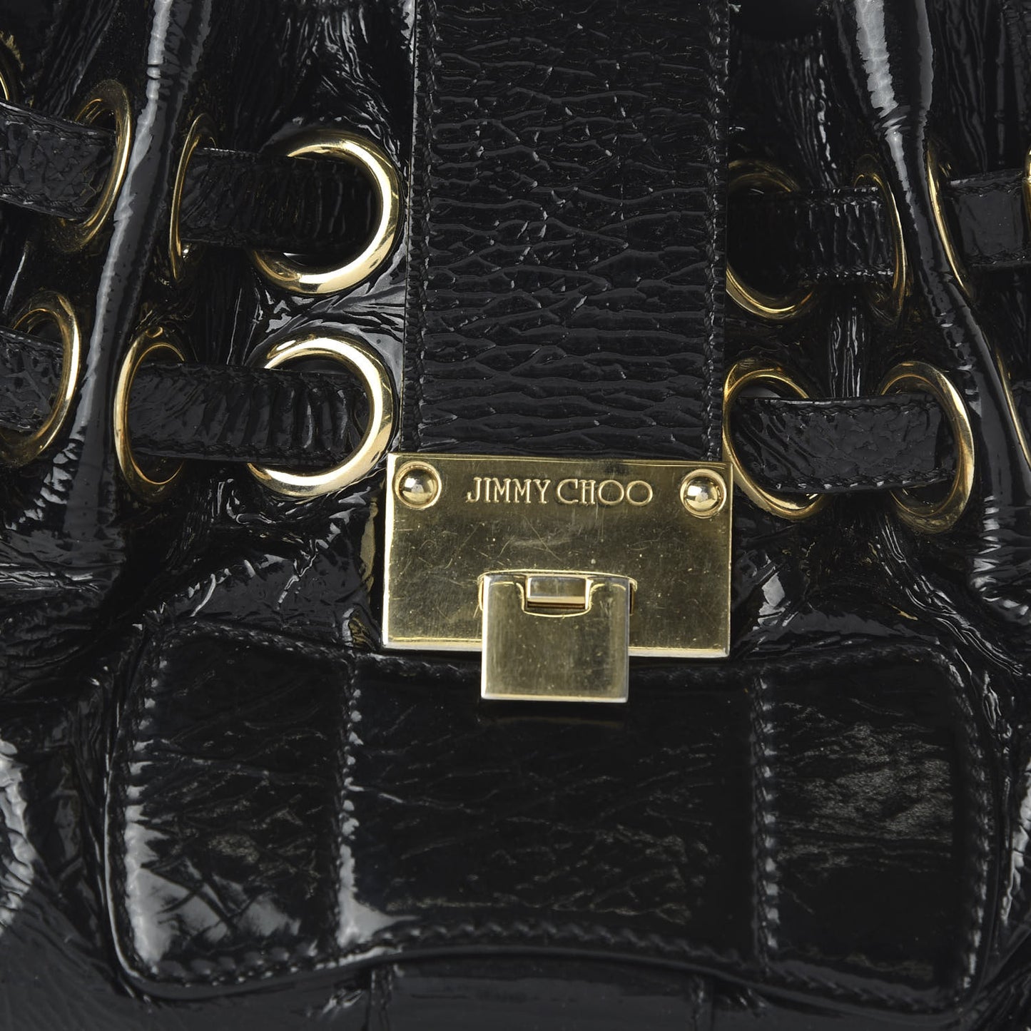 Crushed Patent Riki Bag Black