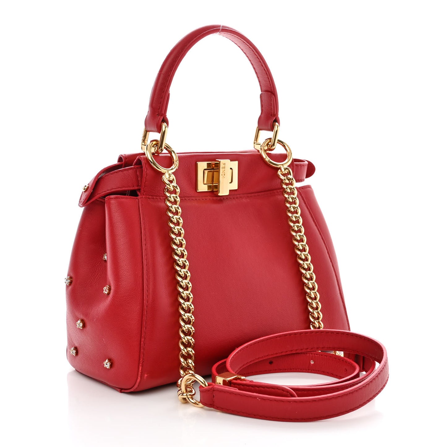 Nappa Crystal Stars Studded XS Peekaboo Iconic Satchel Fragola