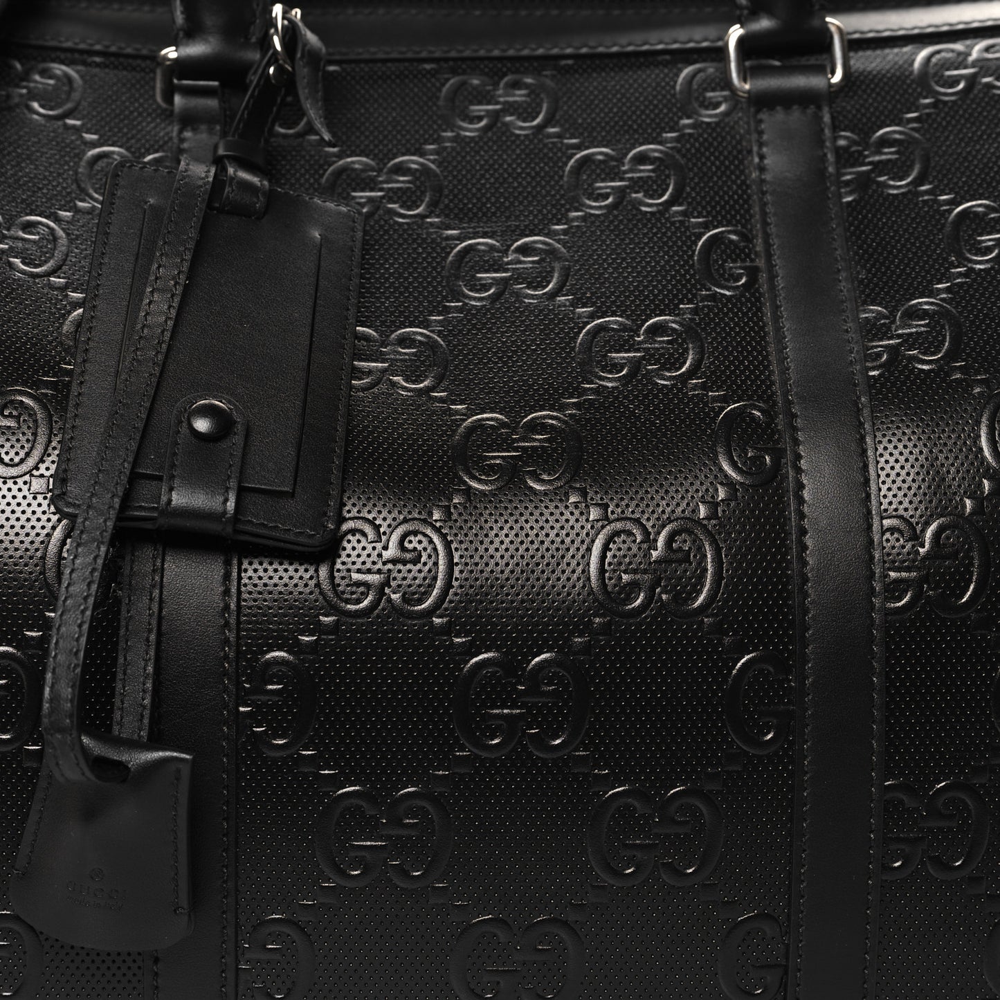 Calfskin GG Tennis Embossed Duffle Bag Black