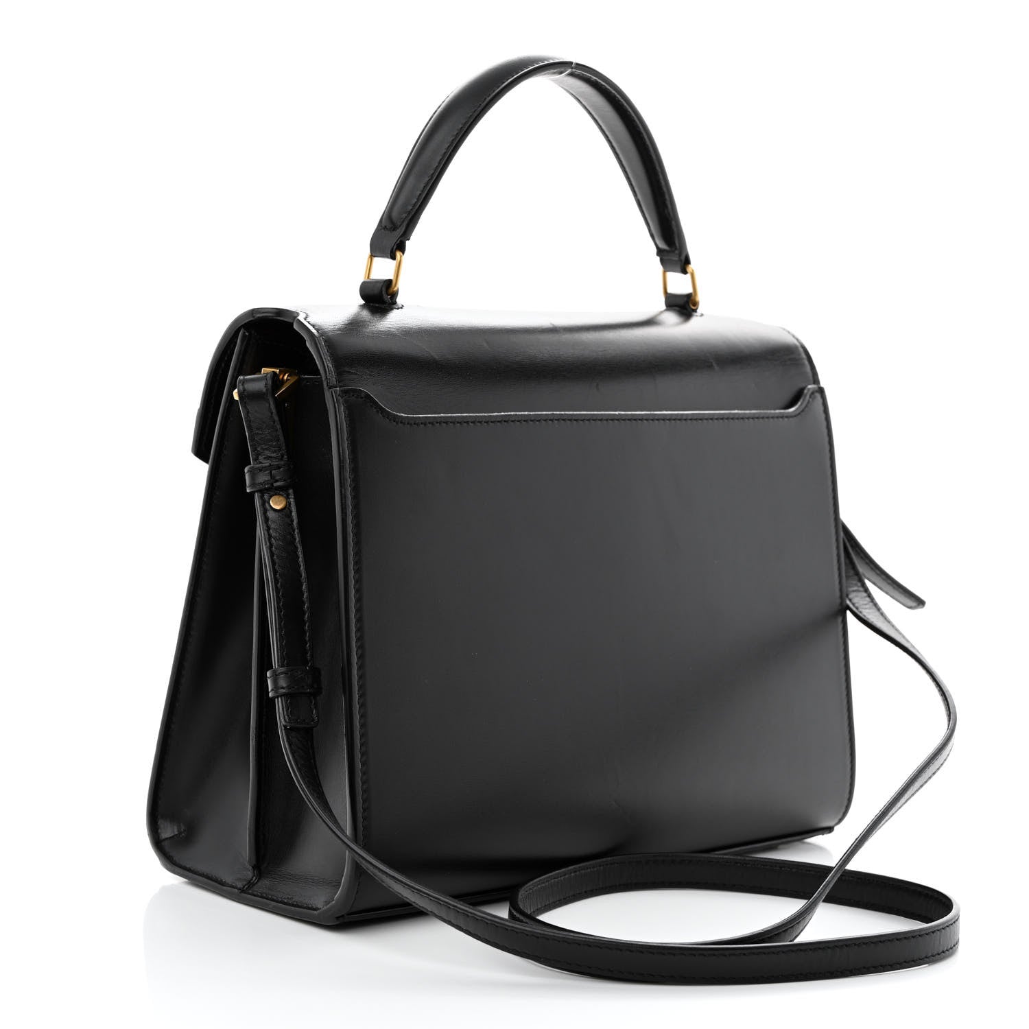 Saint Laurent Kid Scamosciato Smooth Calfskin Medium Classic Monogram Cassandra Top Handle Black Rouge Legion 3 of 12