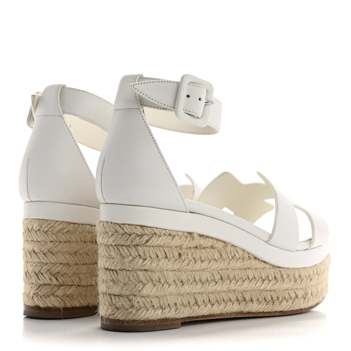 Goatskin Elda Espadrille Wedge Sandals 35 White