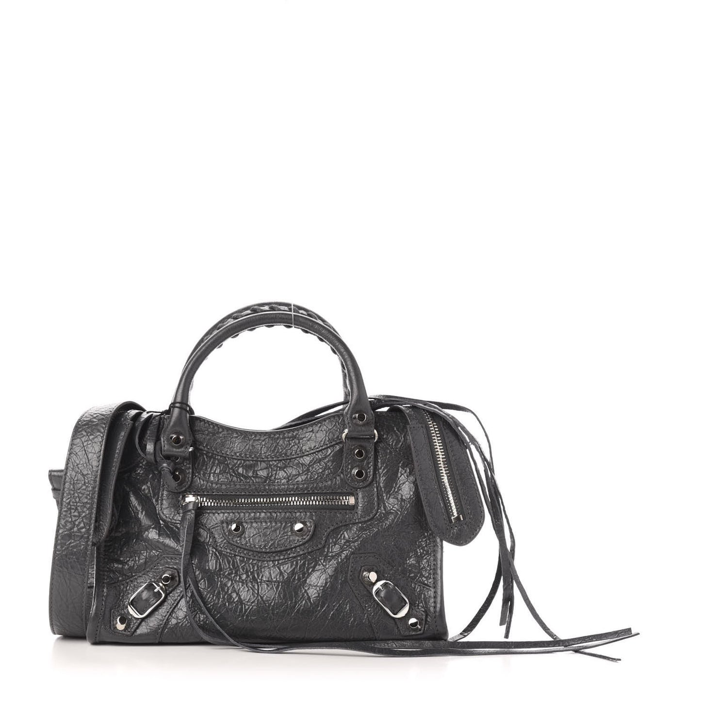 Agneau Classic Silver Hardware Mini City Gris Fossile