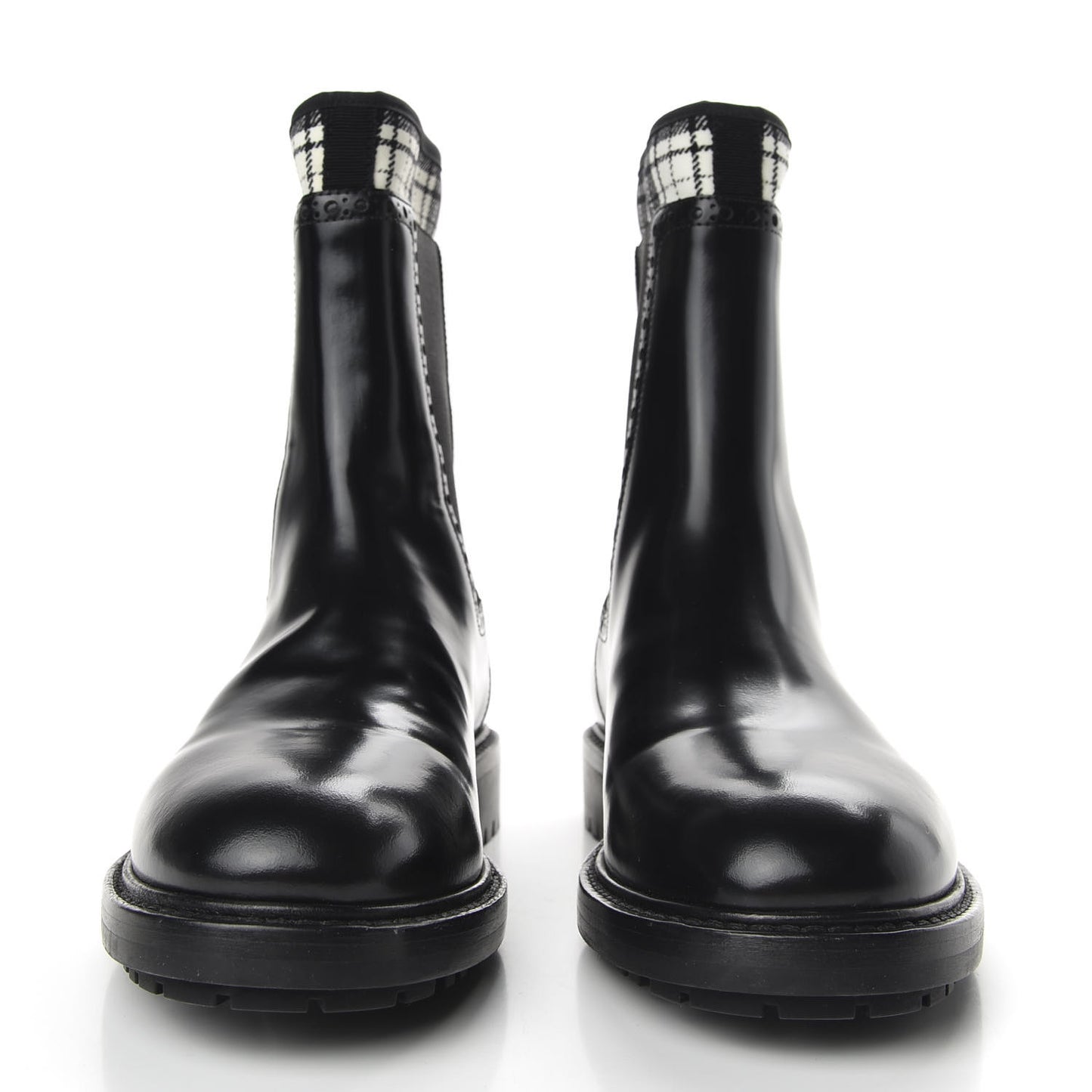 Calfskin Tartan D-Order Low Boot 36.5 Black Off White
