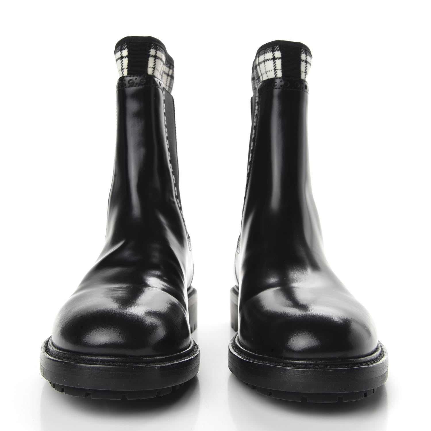 Christian Dior Calfskin Tartan D-Order Low Boot 36.5 Black Off White 2 of 8