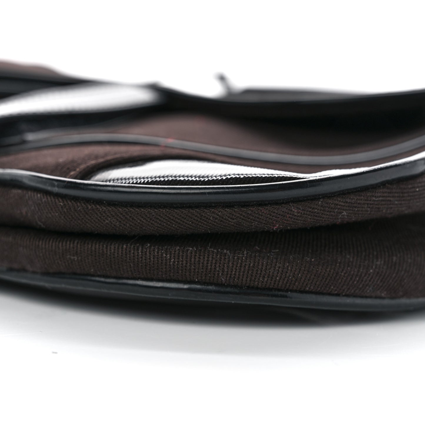 Canvas Patent Double Saddle Bag Brown Black
