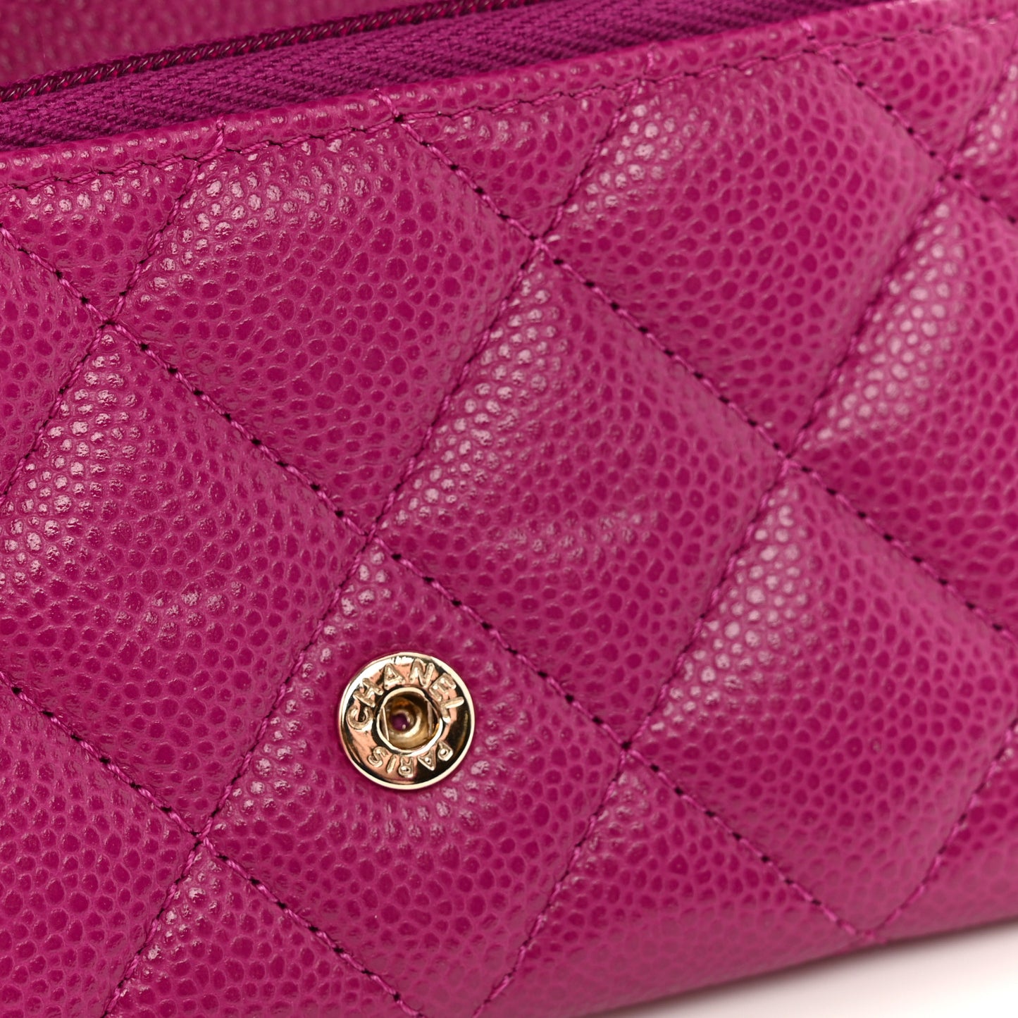 Caviar Quilted Flap Card Holder Wallet Purple