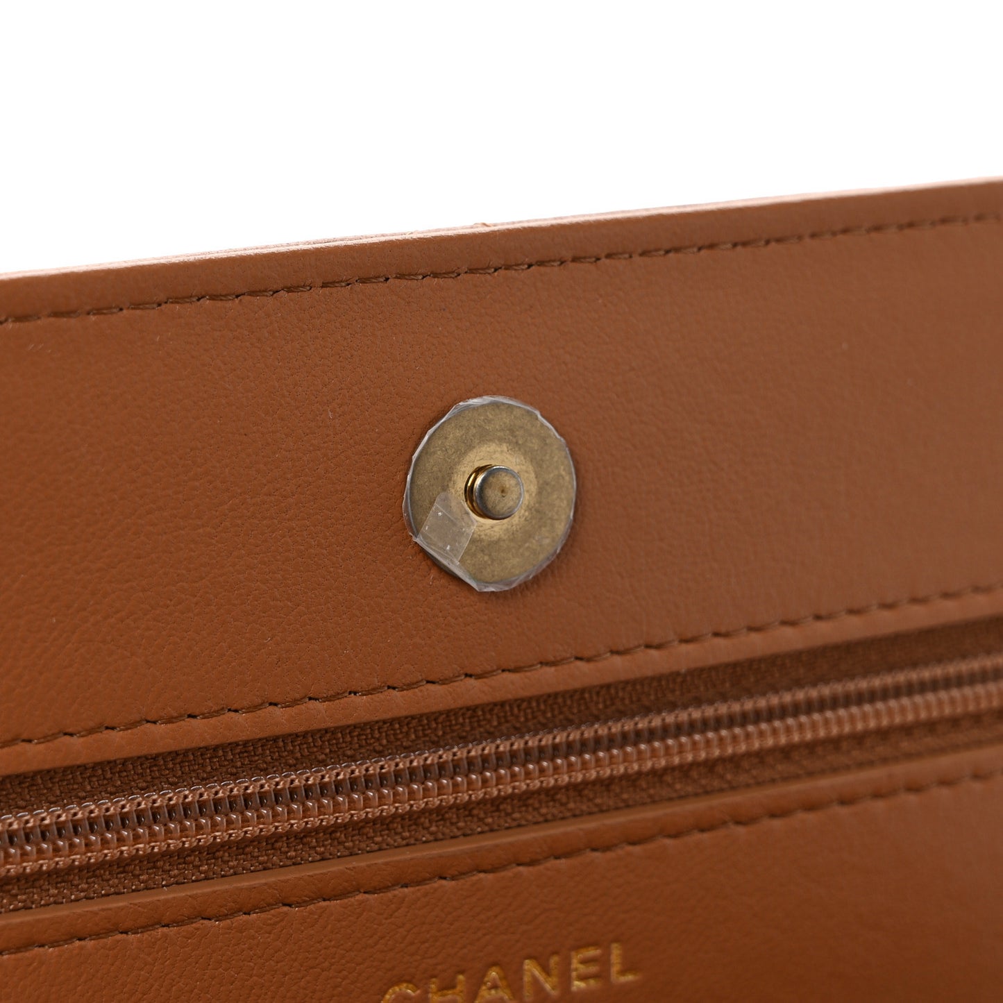 Goatskin Quilted Chanel 19 Wallet On Chain WOC Brown